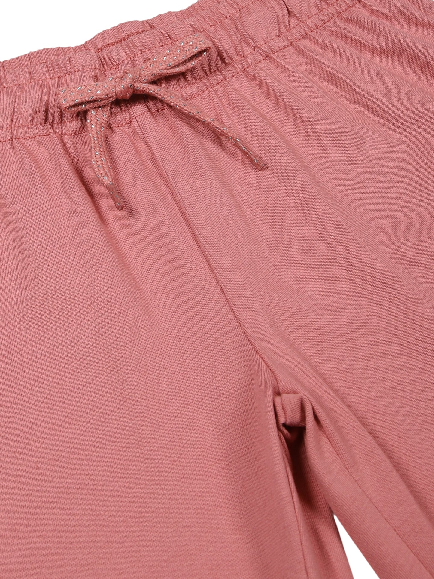 Girls pure cotton 2 pack Joggers -WHITE GEOMETRIC AOP DUSTY PINK