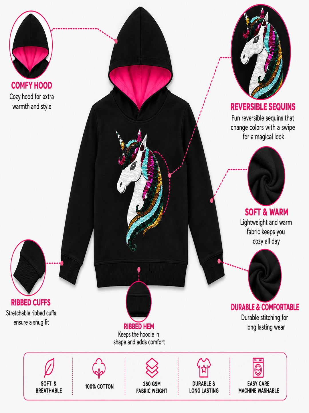 Girls Premium Soft cotton full sleeve Hooded Sweatshirt