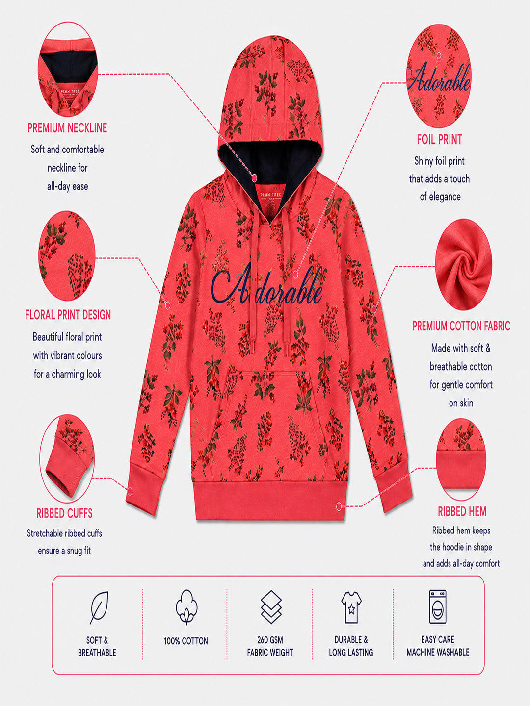 Girls Premium Soft cotton full sleeve Hooded Sweatshirt