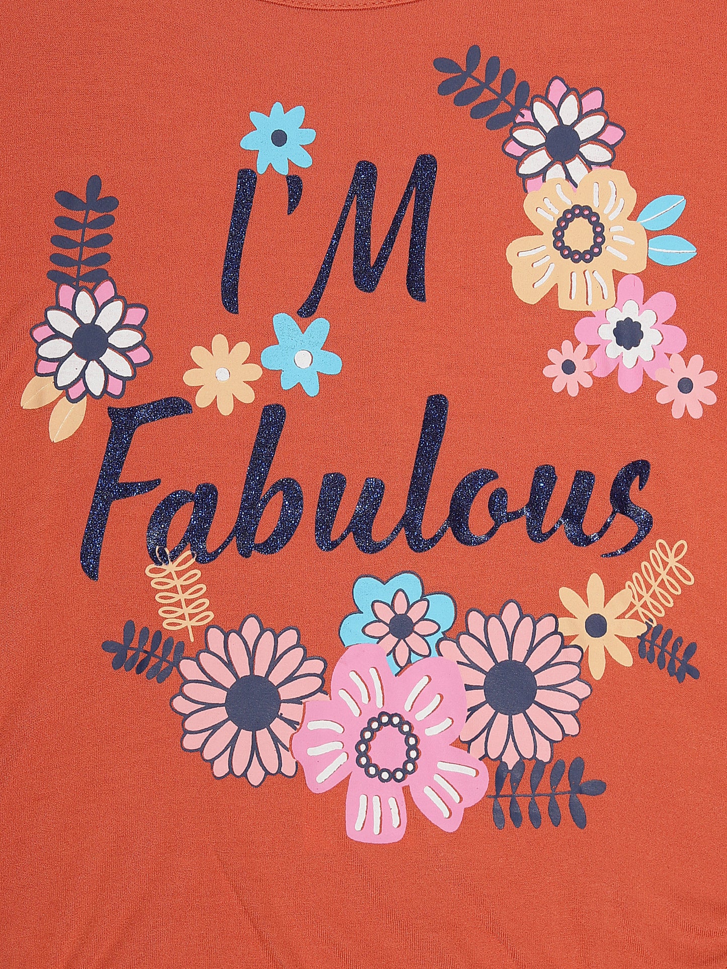 Girls Set of 2 printed Soft Rayon Poncho T-shirts-OFF WHITE ORANGE