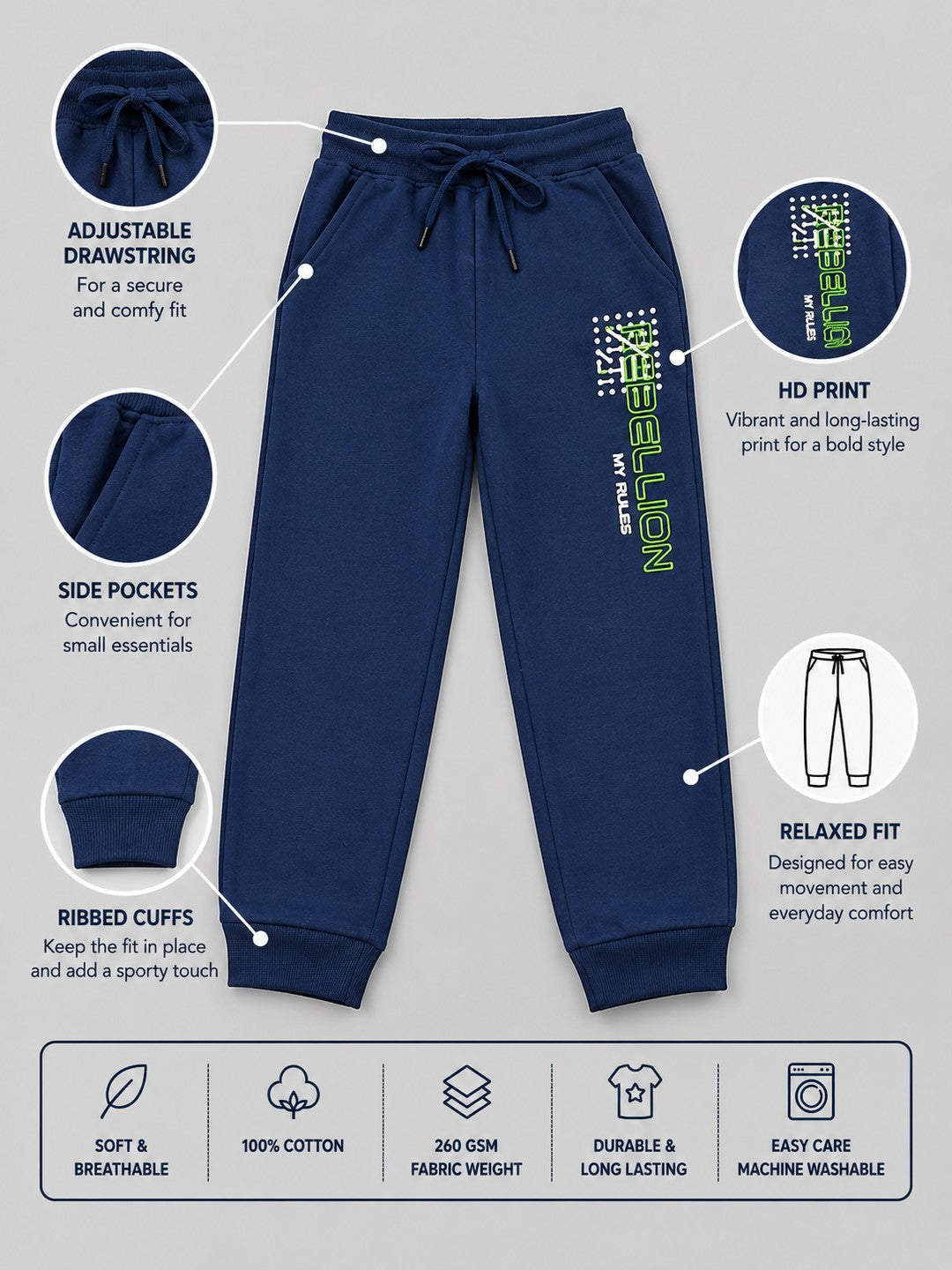 Boys Premium Soft cotton Regular Fit Printed Jogger