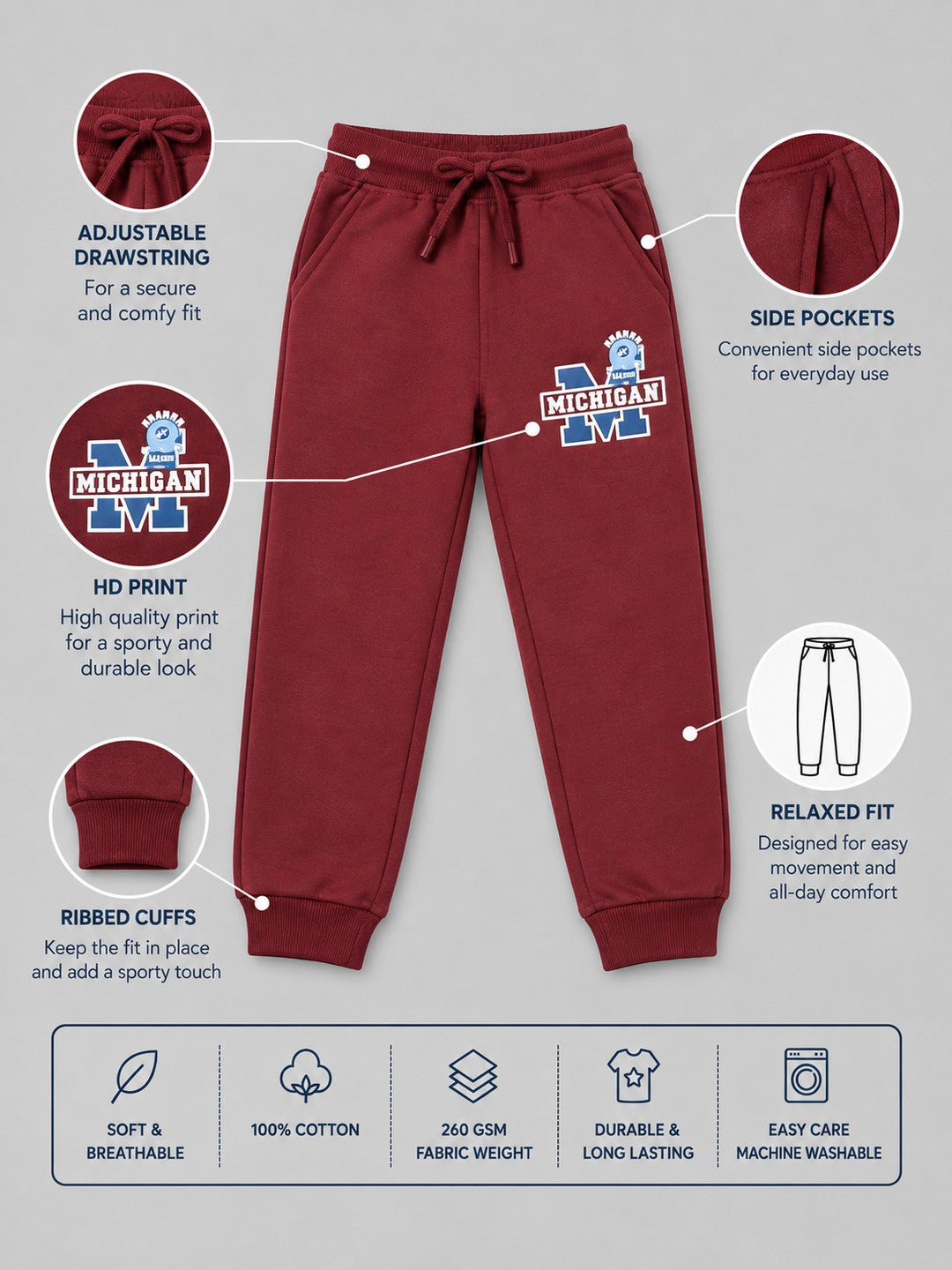 Boys Premium Soft cotton Regular Fit Printed Jogger
