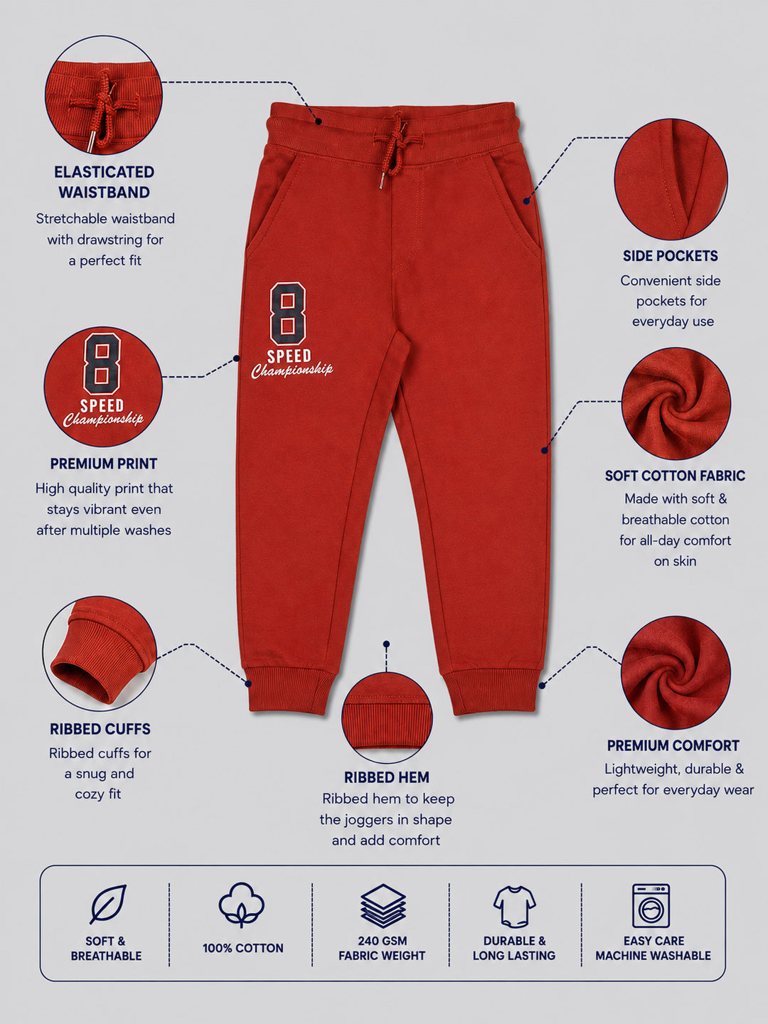 Boys Premium Soft cotton Regular Fit Jogger