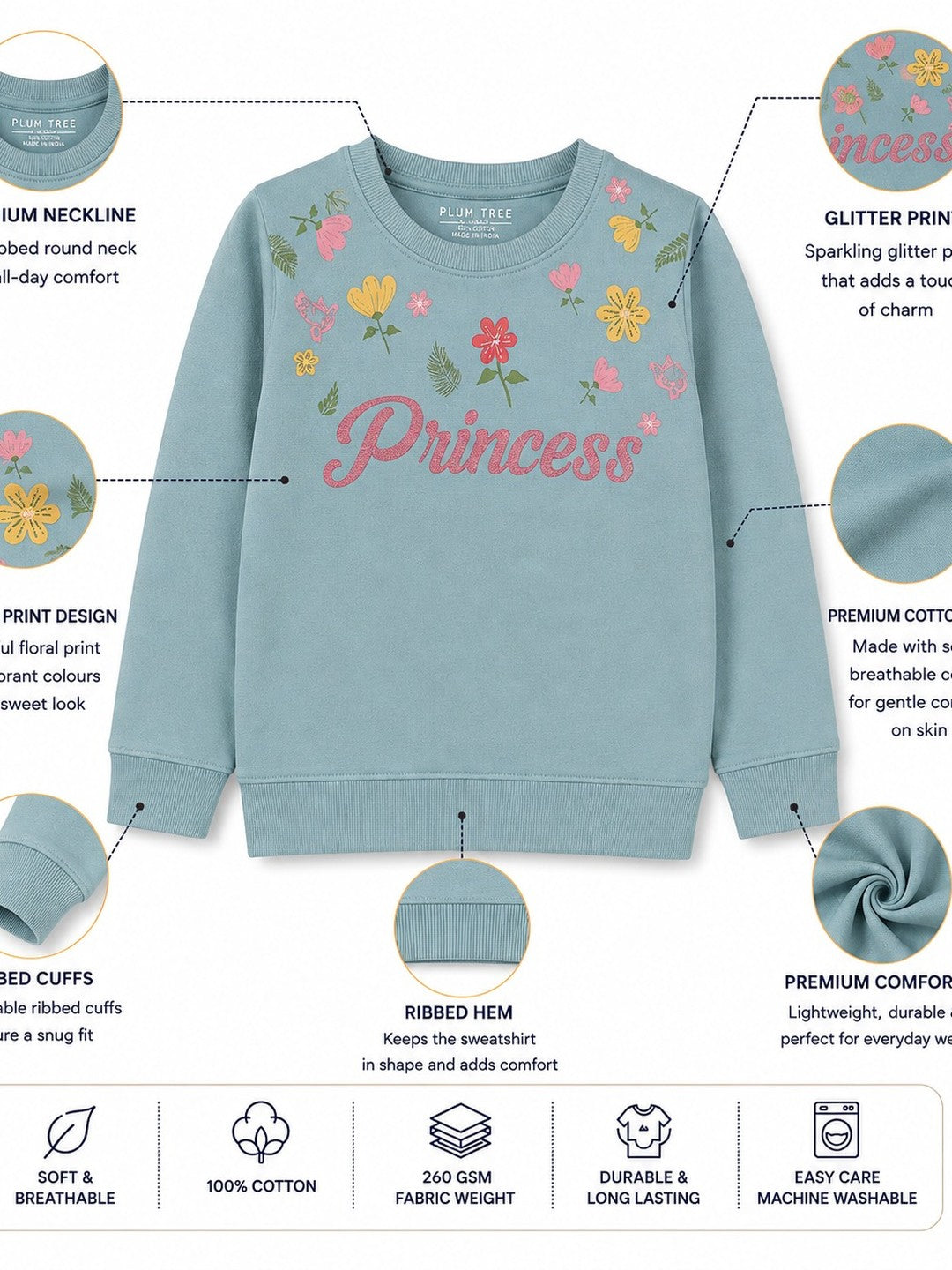 Girls Premium Soft cotton full sleeve Round Neck Sweatshirt