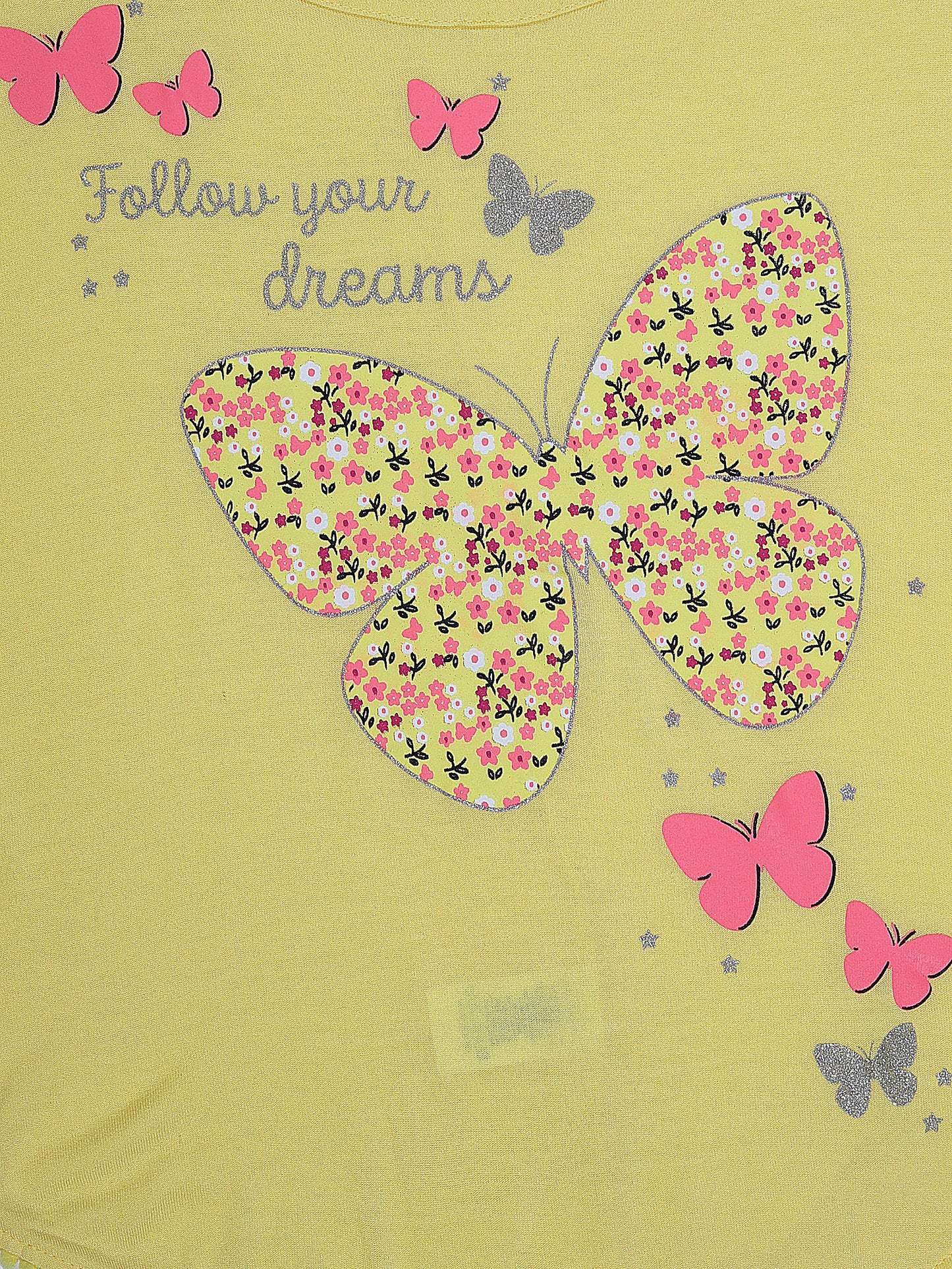Girls Set of 2 printed Soft Rayon Poncho T-shirts-OFF WHITE YELLOW