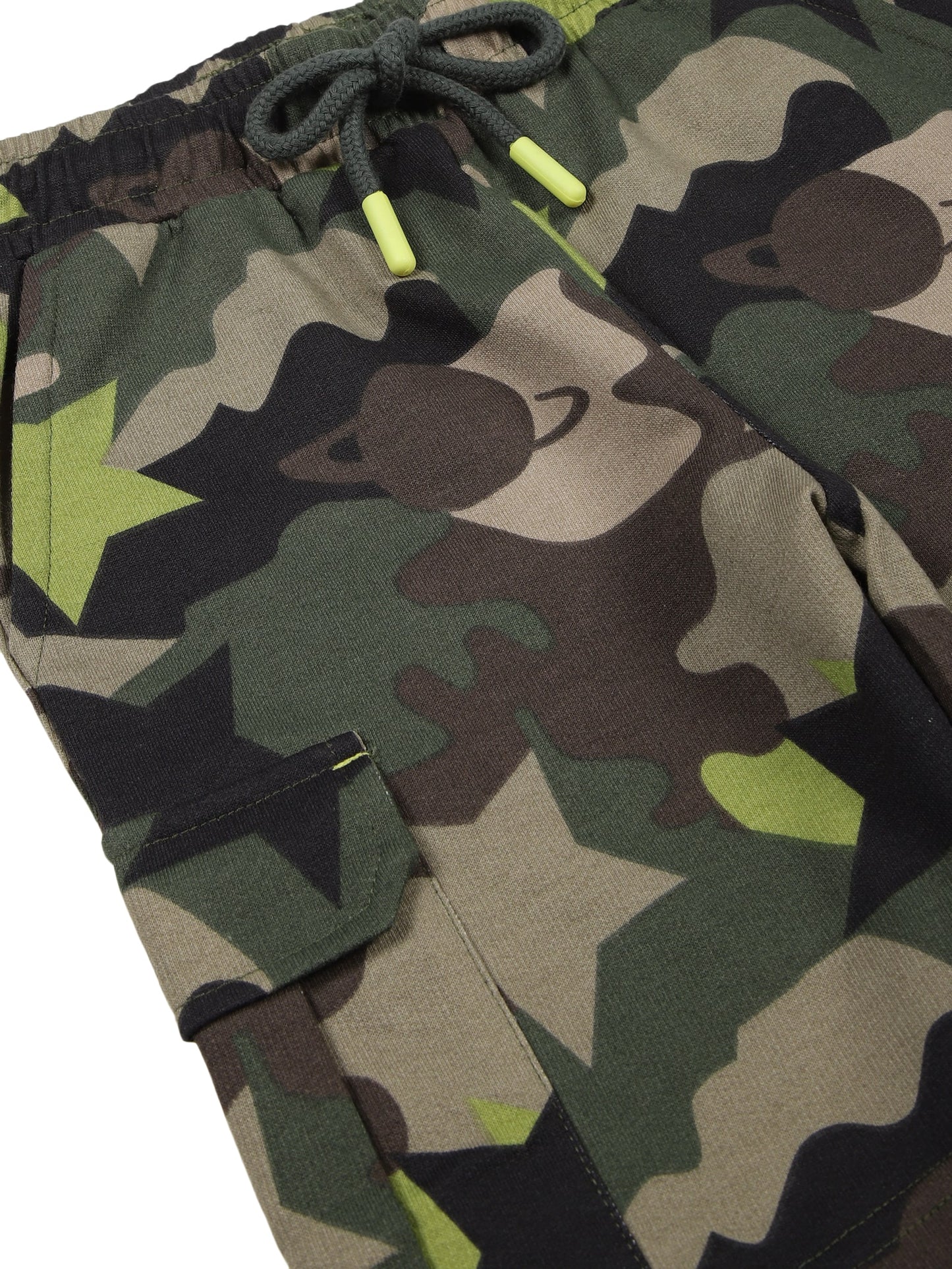 Boys 2 piece pure cotton printed top & knit Cargo Shorts Set-TRUE NAVY CAMO AOP