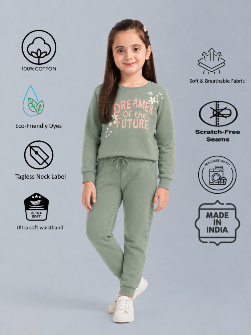 Girls Premium Soft Cotton Full sleeve T-shirt and jogger pant clothing set