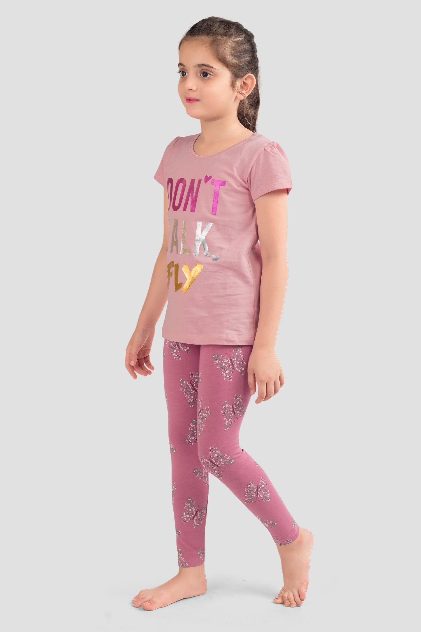 Girls Pure cotton All Over Printed Top and Leggings Set (Pack Of 4 ) - Multi