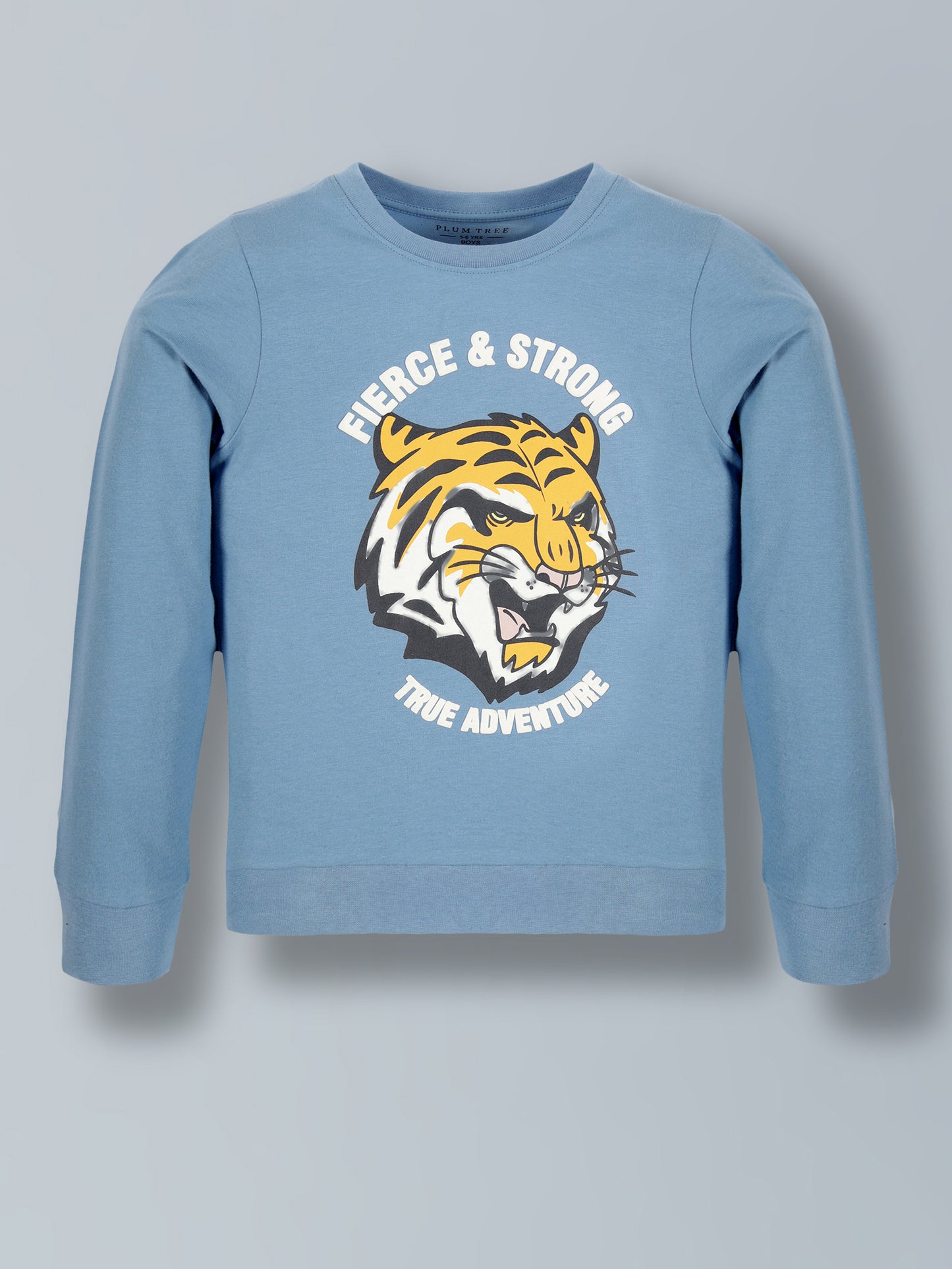 Plum Tree Boys 100% Cotton Tiger Print Full Sleeve T-Shirt and Jogger Lounge Track Pant ( set)