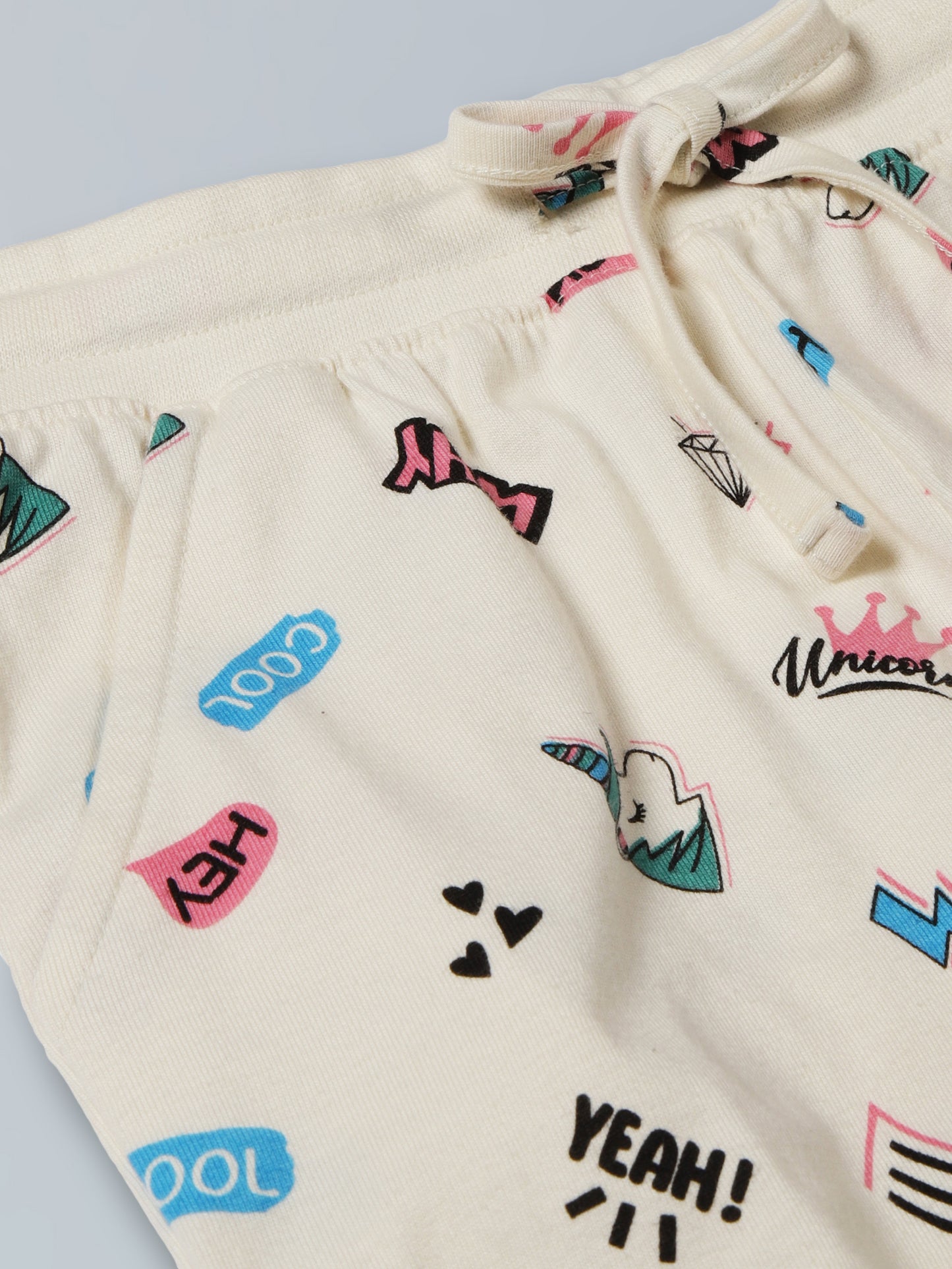 Plum Tree Girls 100% Cotton All Over Unicorn Print Full Sleeve T-Shirt and Jogger Lounge Track Pant ( Set)