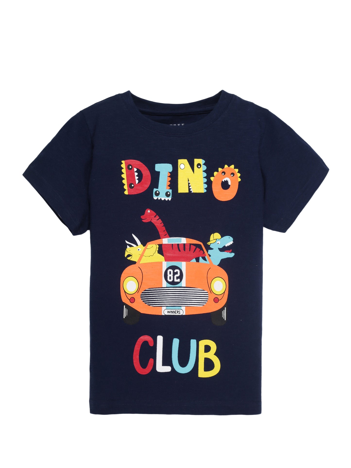 Plum Tree Boys Half Sleeve Dino Print T-shirt & Shorts ( Sets)-NAVY GREEN