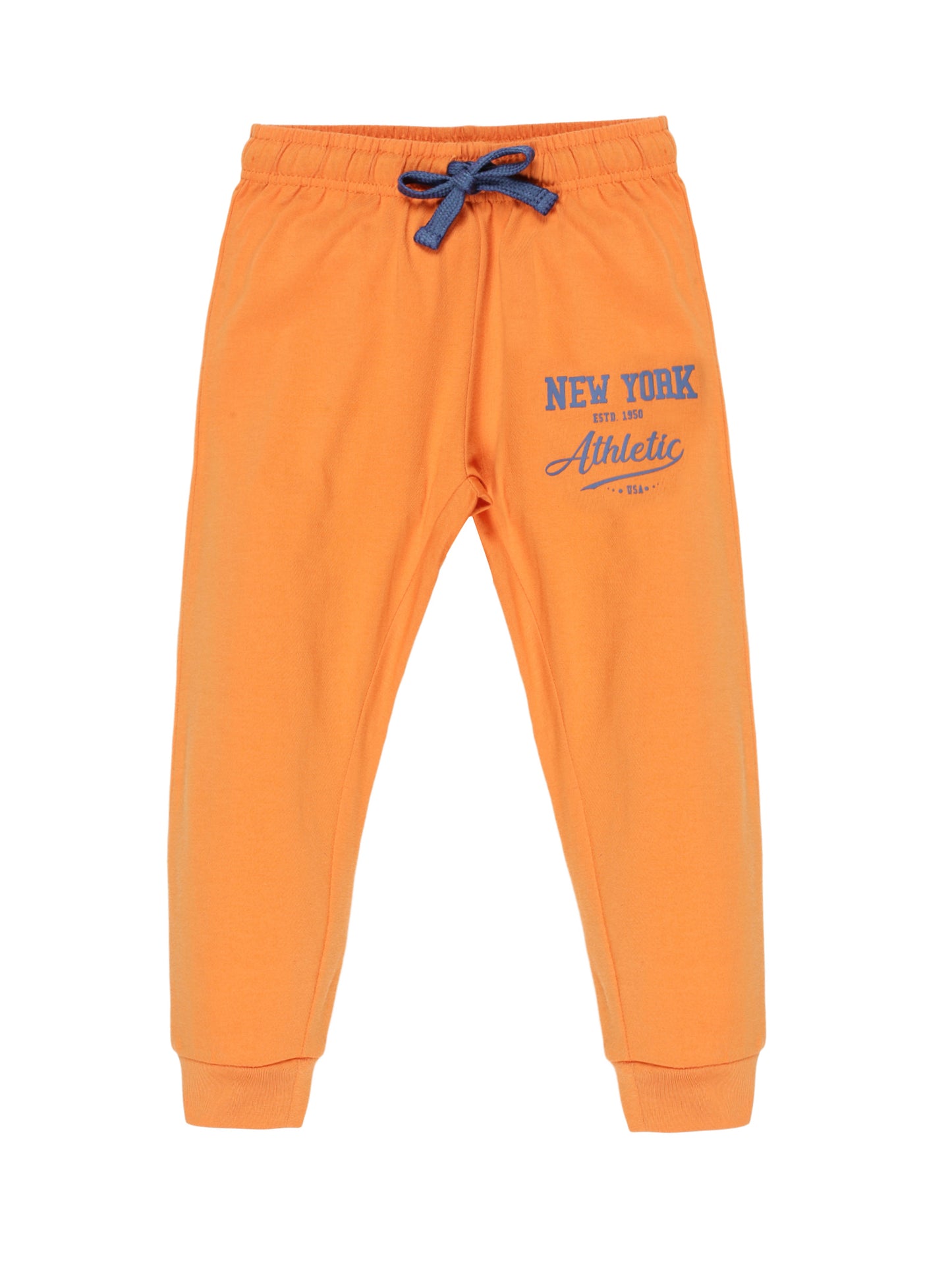 Plum Tree Boys New York Print Jogger Track pant( Pack of 2)-BLACK ORANGE