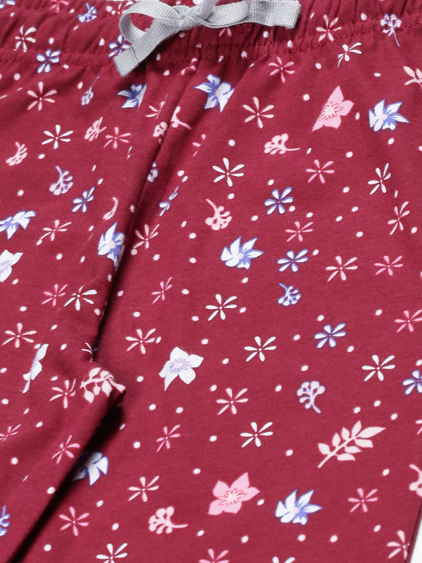 Plum Tree Girls Printed and solid Joggers( Pack of 2)-DARK RED OLIVE GREEN