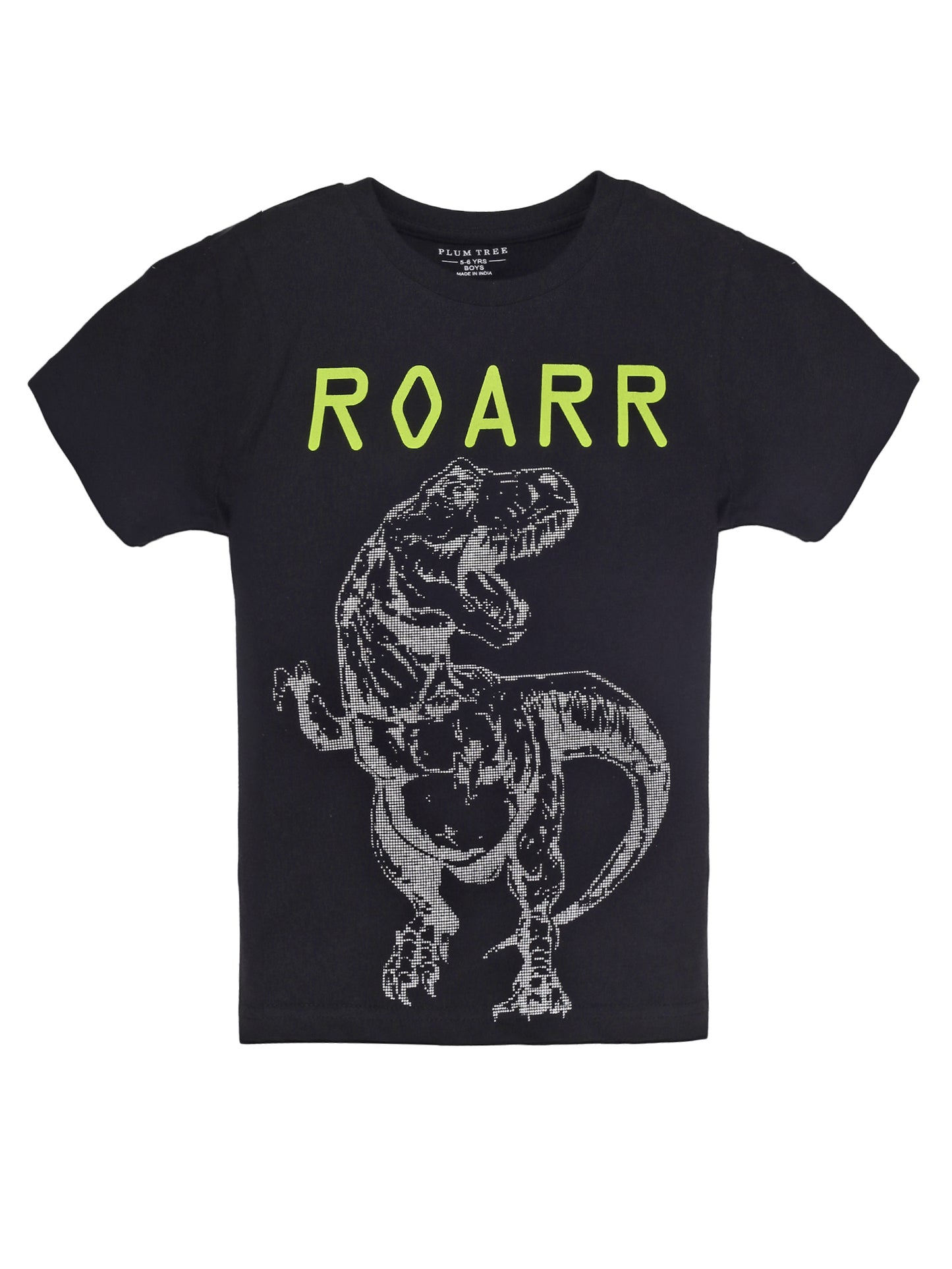 Plum Tree Boys Half Sleeve Roar Print T-shirt & Shorts ( Sets)-BLACK CAMO