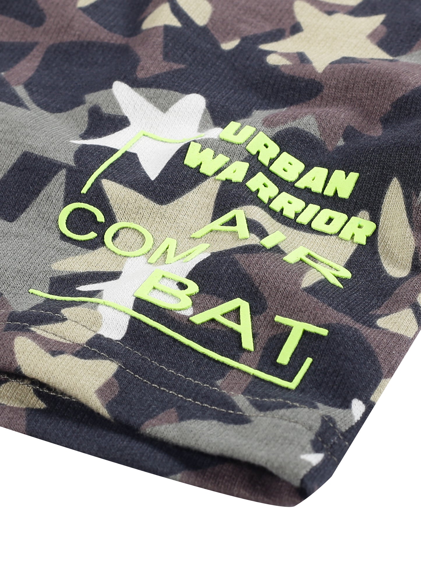Plum Tree Boys Half Sleeve Cool Print T-shirt & Shorts ( Sets)-YELLOW CAMO