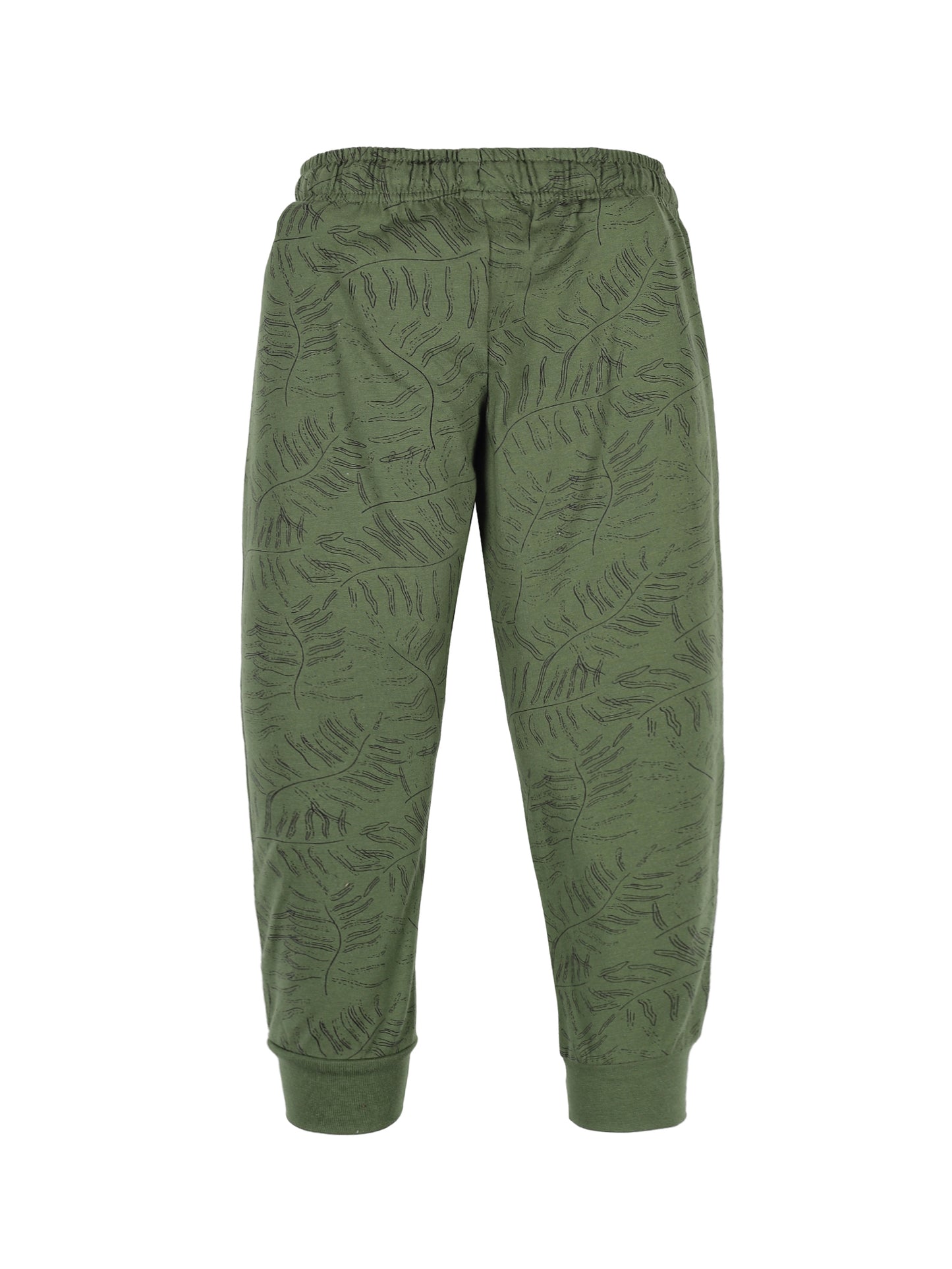 Plum Tree Boys Leaf Print Joggers ( Pack of 2)-NAVY OLIVE
