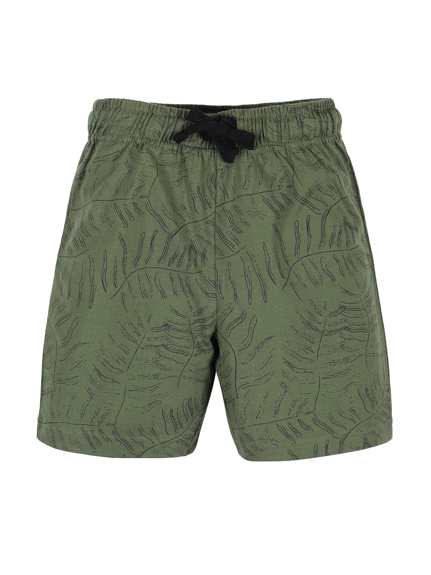 Plum Tree Boys Leaf Print shorts ( Pack of 2)-NAVY OLIVE