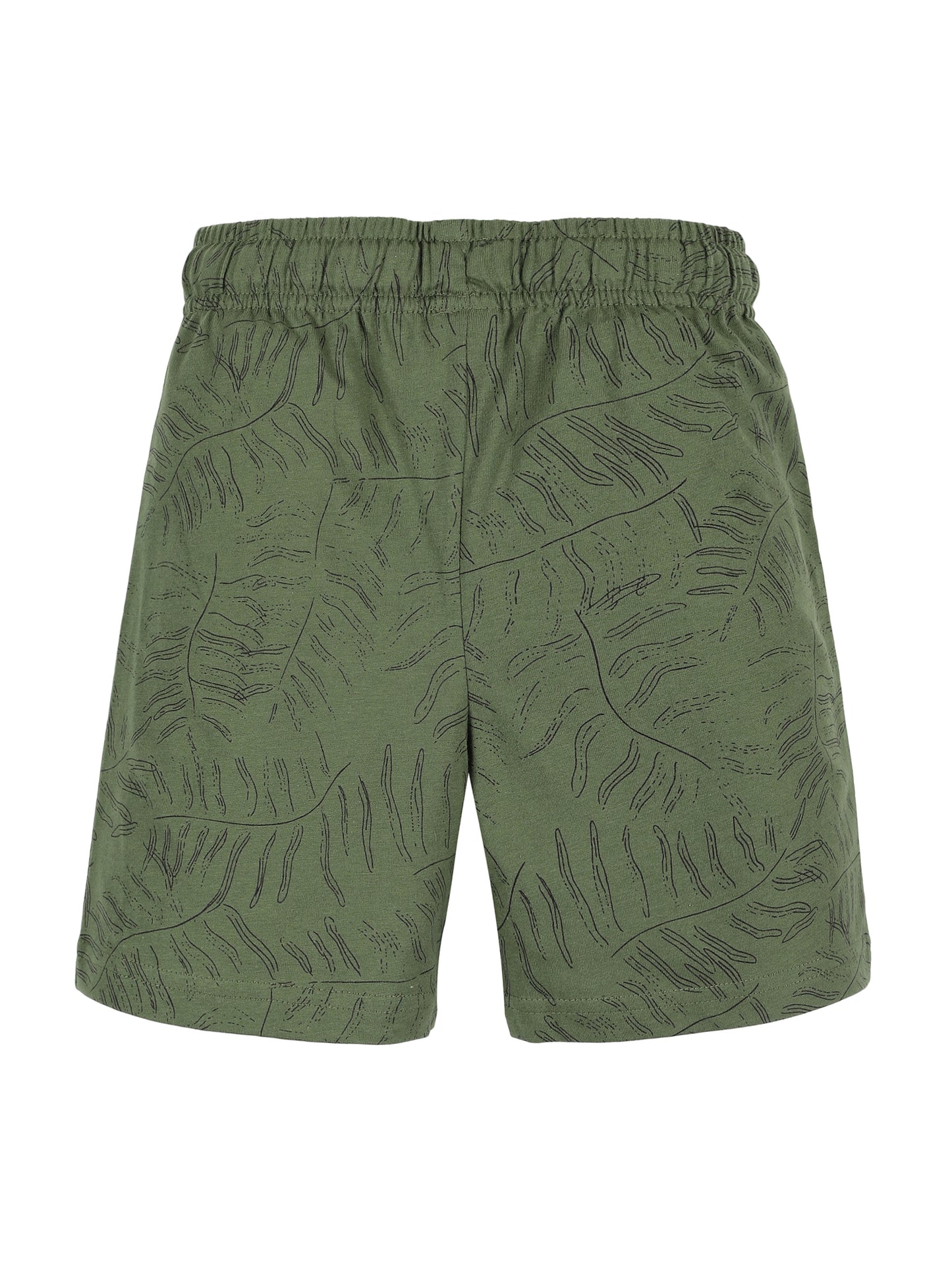 Plum Tree Boys Leaf Print shorts ( Pack of 2)-NAVY OLIVE