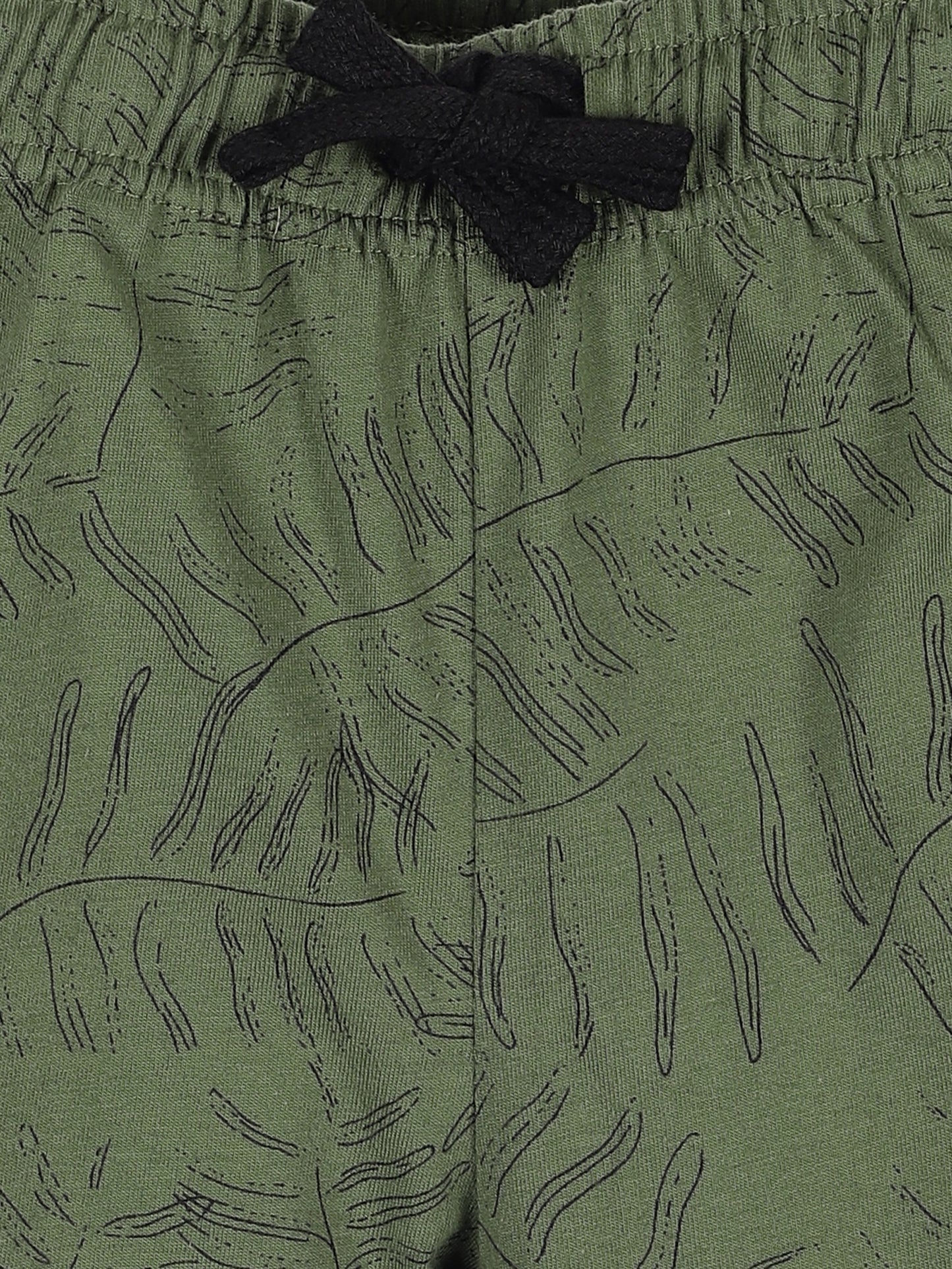 Plum Tree Boys Leaf Print shorts ( Pack of 2)-NAVY OLIVE
