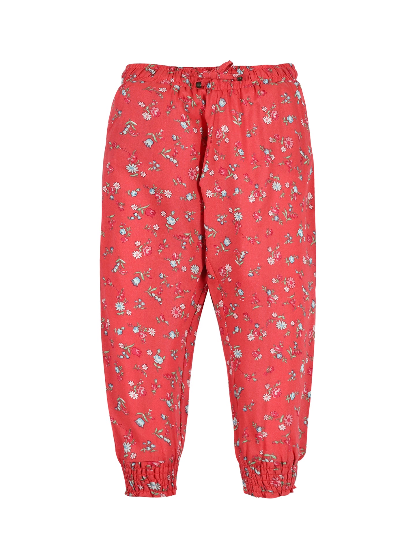 Plum Tree Girls Flower Print Rayon Pant ( Pack of 2)CORAL AOP GREEN AOP