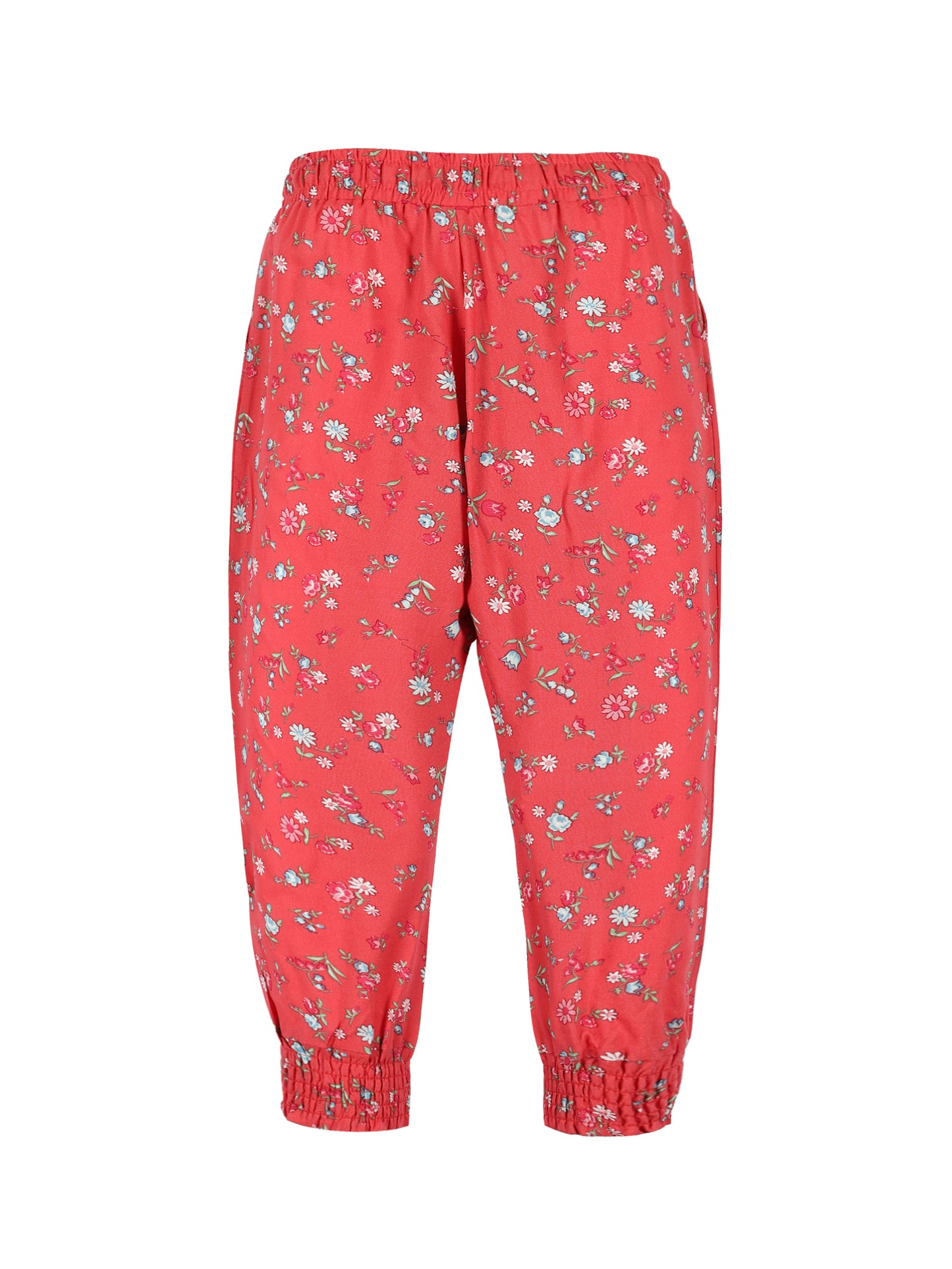 Plum Tree Girls Flower Print Rayon Pant ( Pack of 2)CORAL AOP GREEN AOP