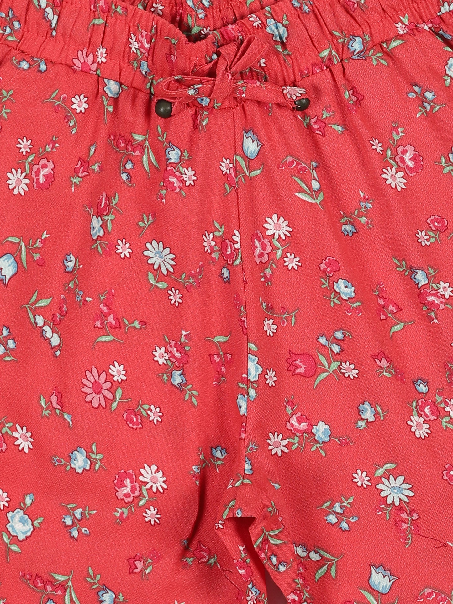 Plum Tree Girls Flower Print Rayon Pant ( Pack of 2)CORAL AOP GREEN AOP