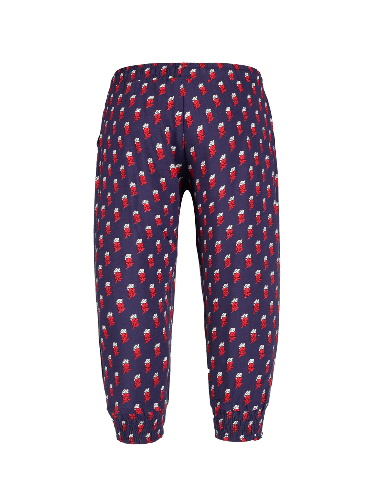 Plum Tree Girls Leaf Print Rayon Pant ( Pack of 2)-NAVY AOP YELLOW AOP