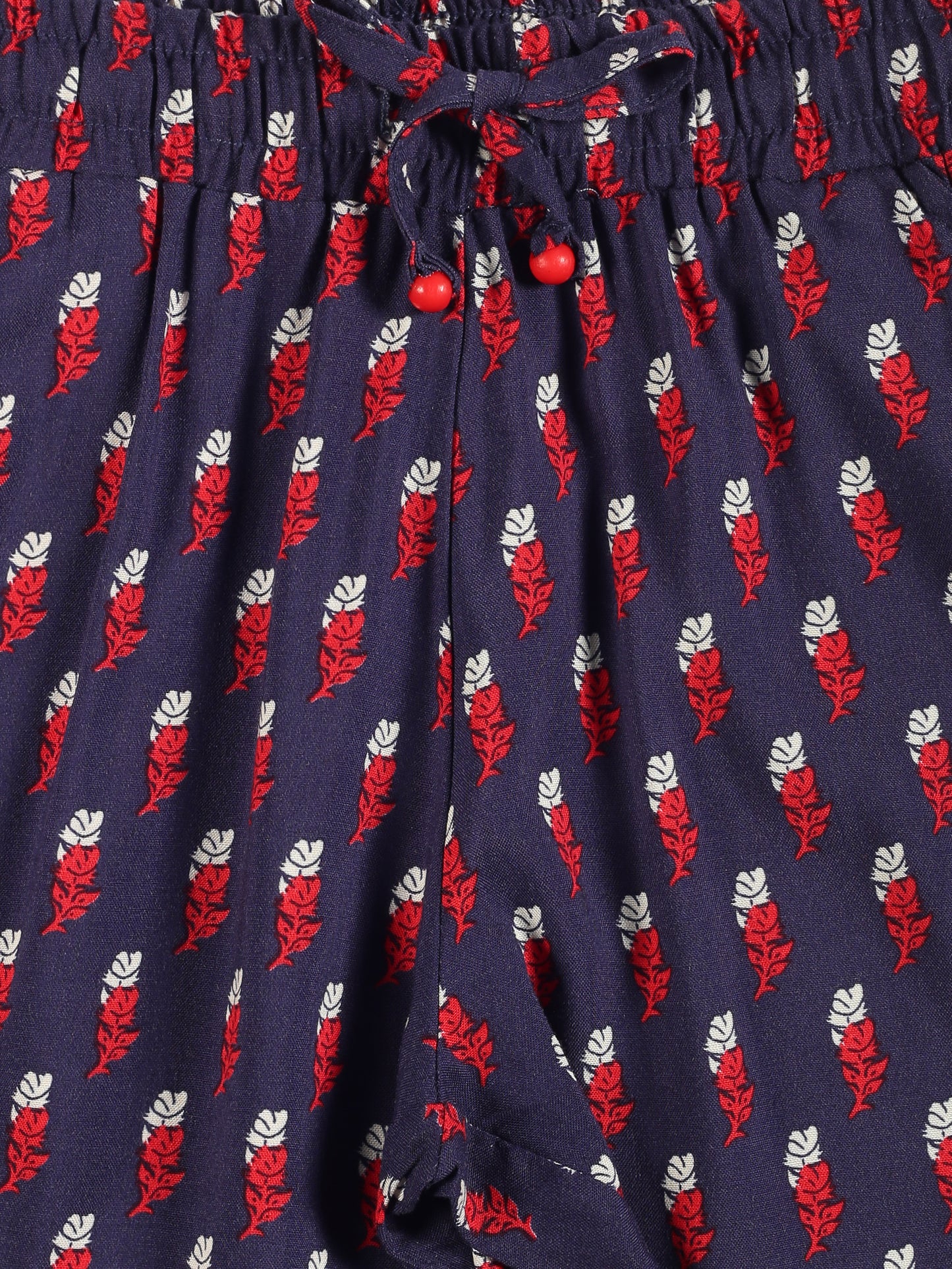 Plum Tree Girls Leaf Print Rayon Pant ( Pack of 2)-NAVY AOP YELLOW AOP