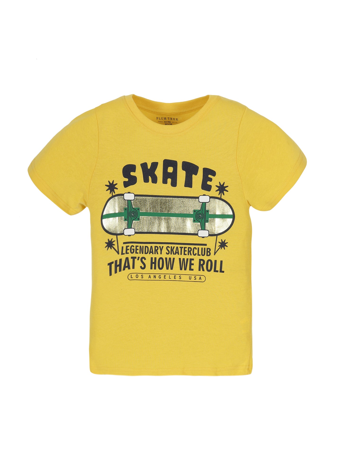 Plum Tree Boys Half Sleeve Skate Print T-shirt( Pack of 2)-BLACK YELLOW