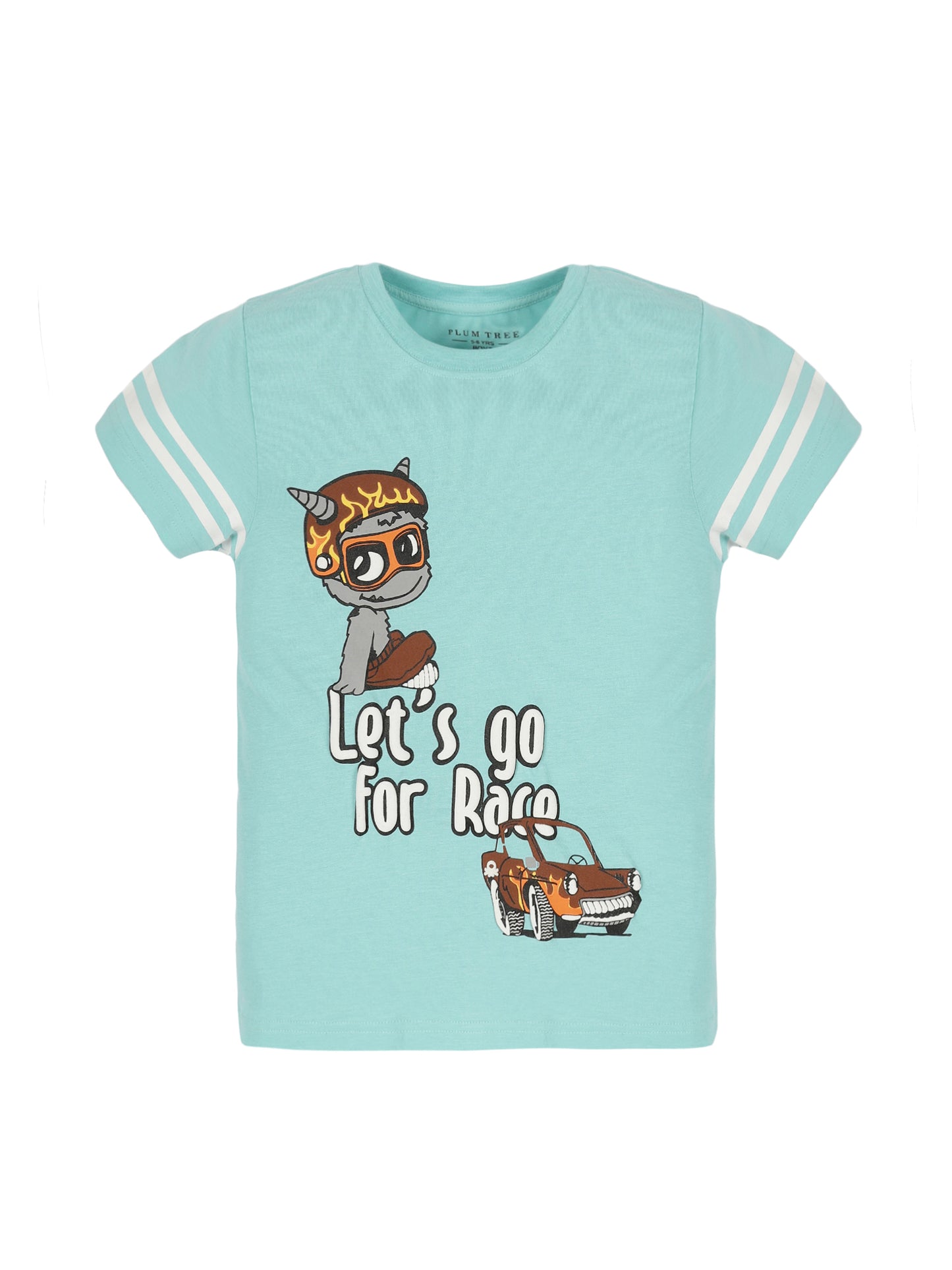 Plum Tree Boys Half Sleeve Camoflague Print T-shirt( Pack of 2)-MELANGE AQUA BLUE