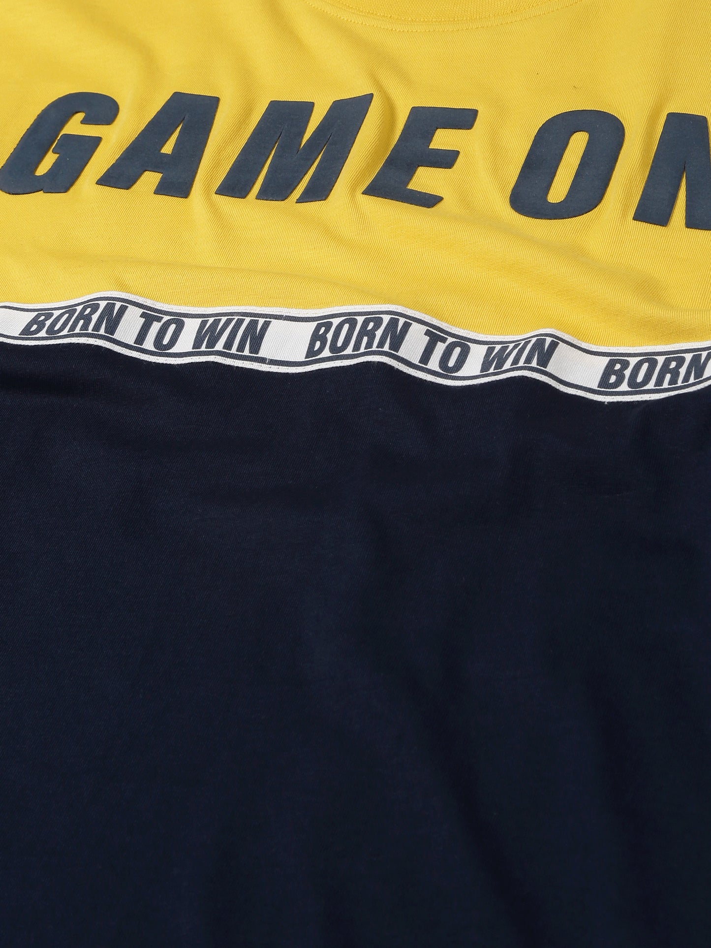 Plum Tree Boys Half Sleeve Game On Print T-shirt & Jogger ( Sets)-YELLOW NAVY