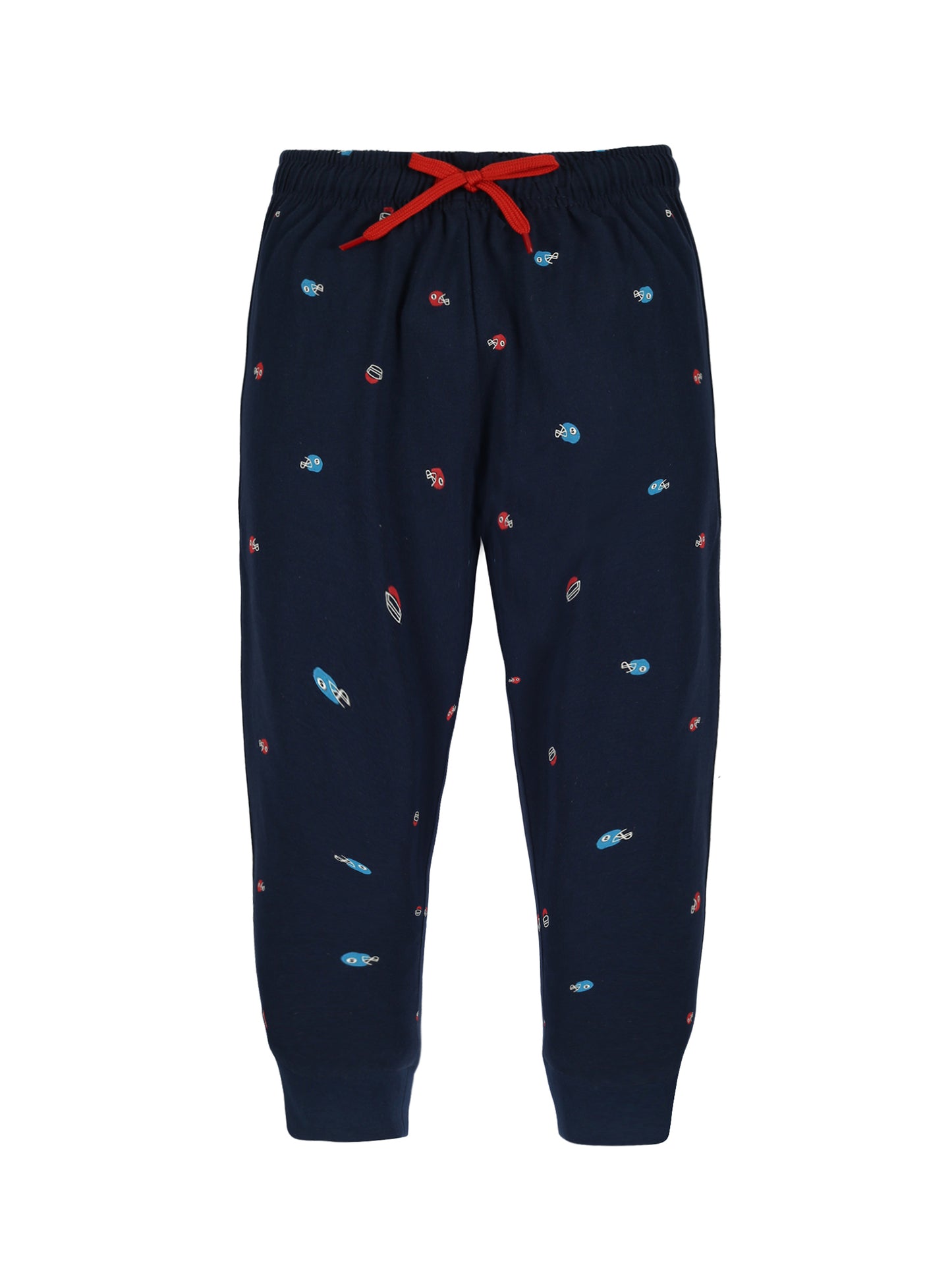Plum Tree Boys Half Sleeve Rocket Print T-shirt & Jogger ( Sets)-OFF WHITE NAVY AOP