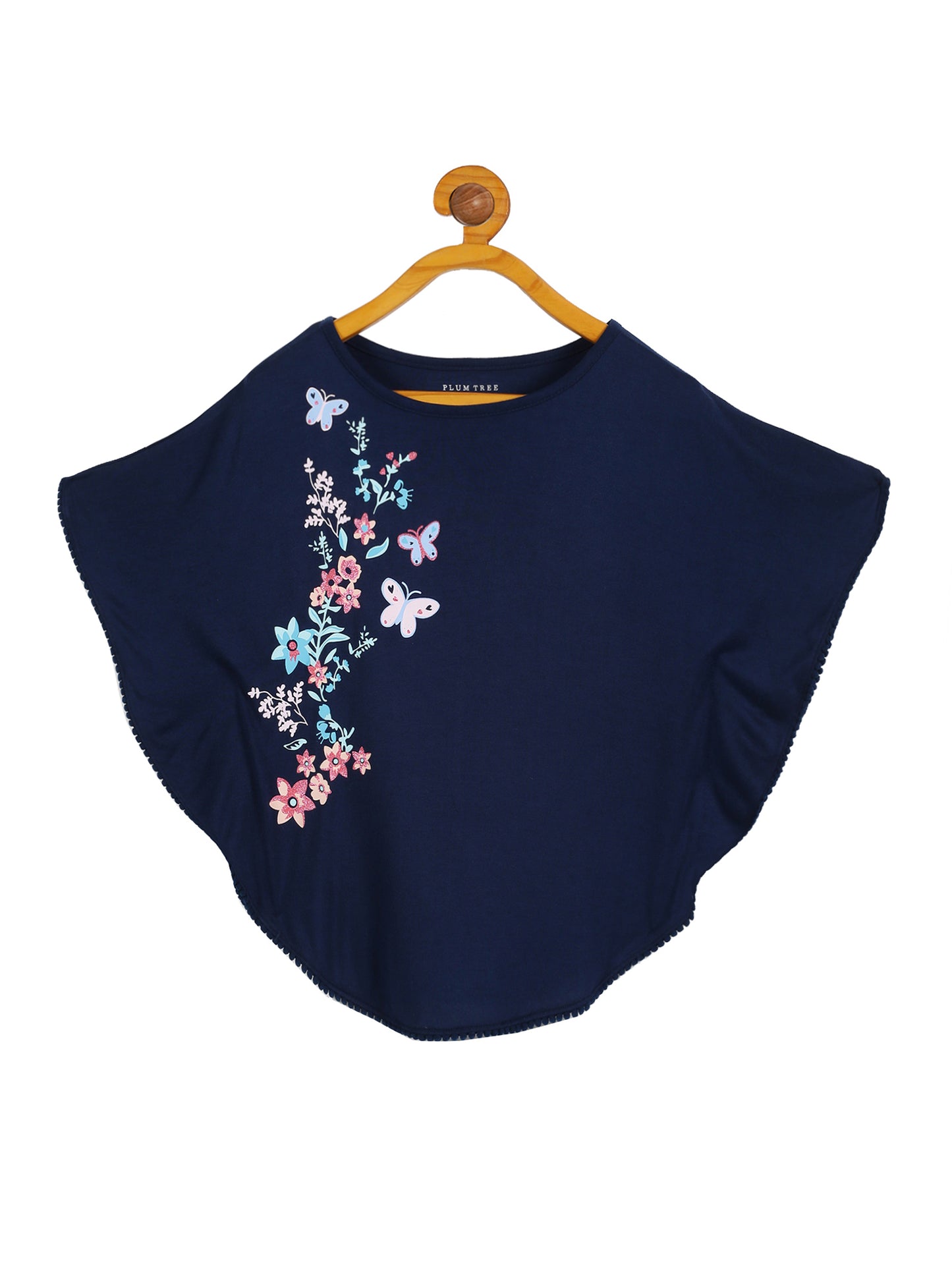 Plum Tree Girls Poncho Unicorn Print T-shirt( Pack of 2)-PINK NAVY