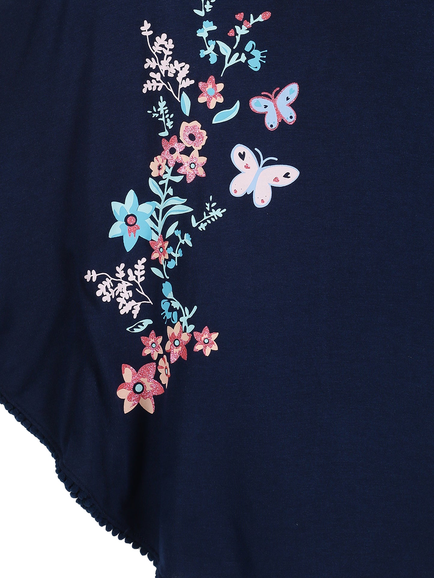 Plum Tree Girls Poncho Unicorn Print T-shirt( Pack of 2)-PINK NAVY