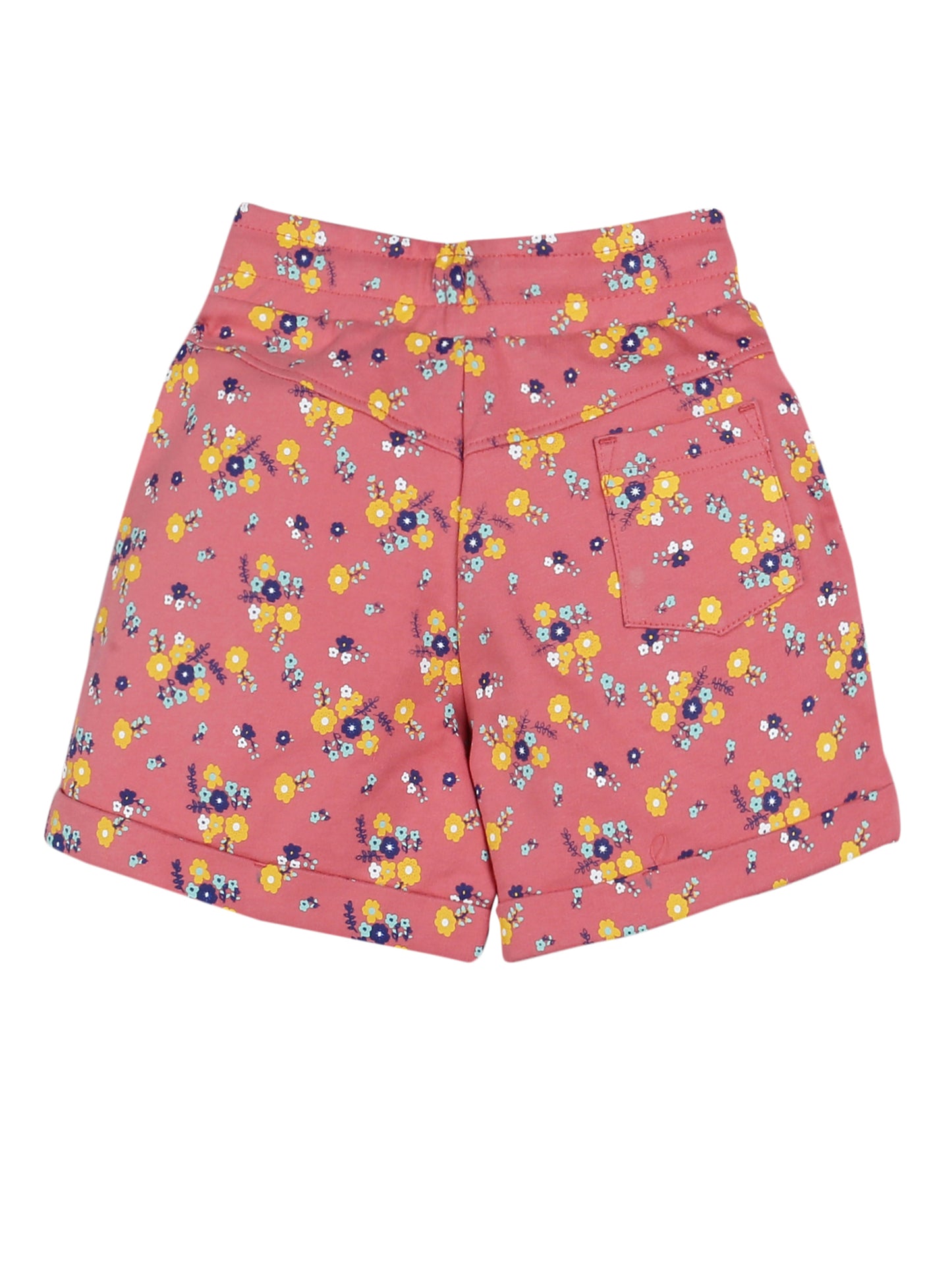 Plum Tree Girls Flower Print Crop Top and Short Set ( Set)-YELLOW ORANGE