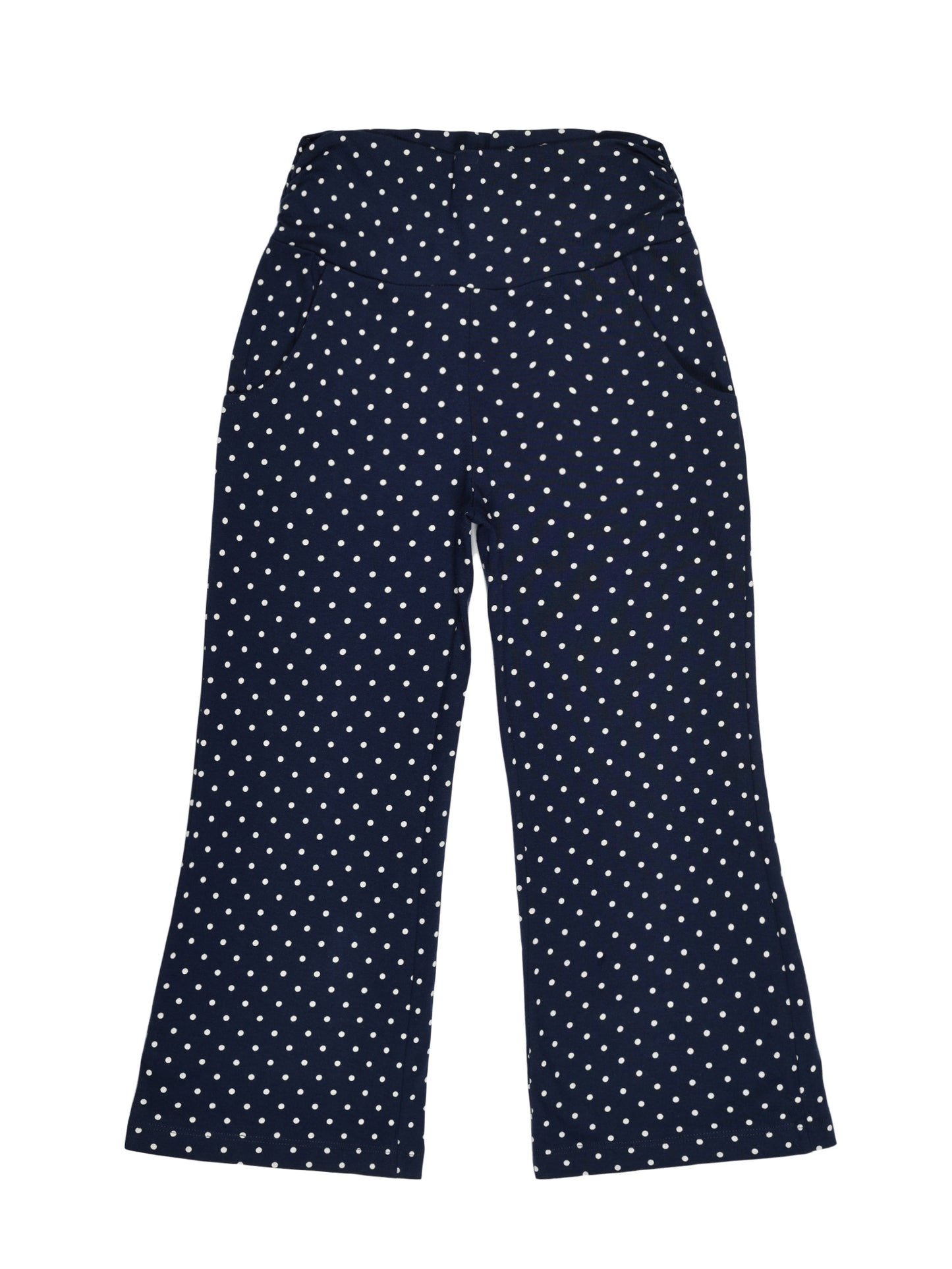 Plum Tree Girls Polka printed Flared Palazzo Pant( Pack of 2)-NAVY AOP PINK AOP
