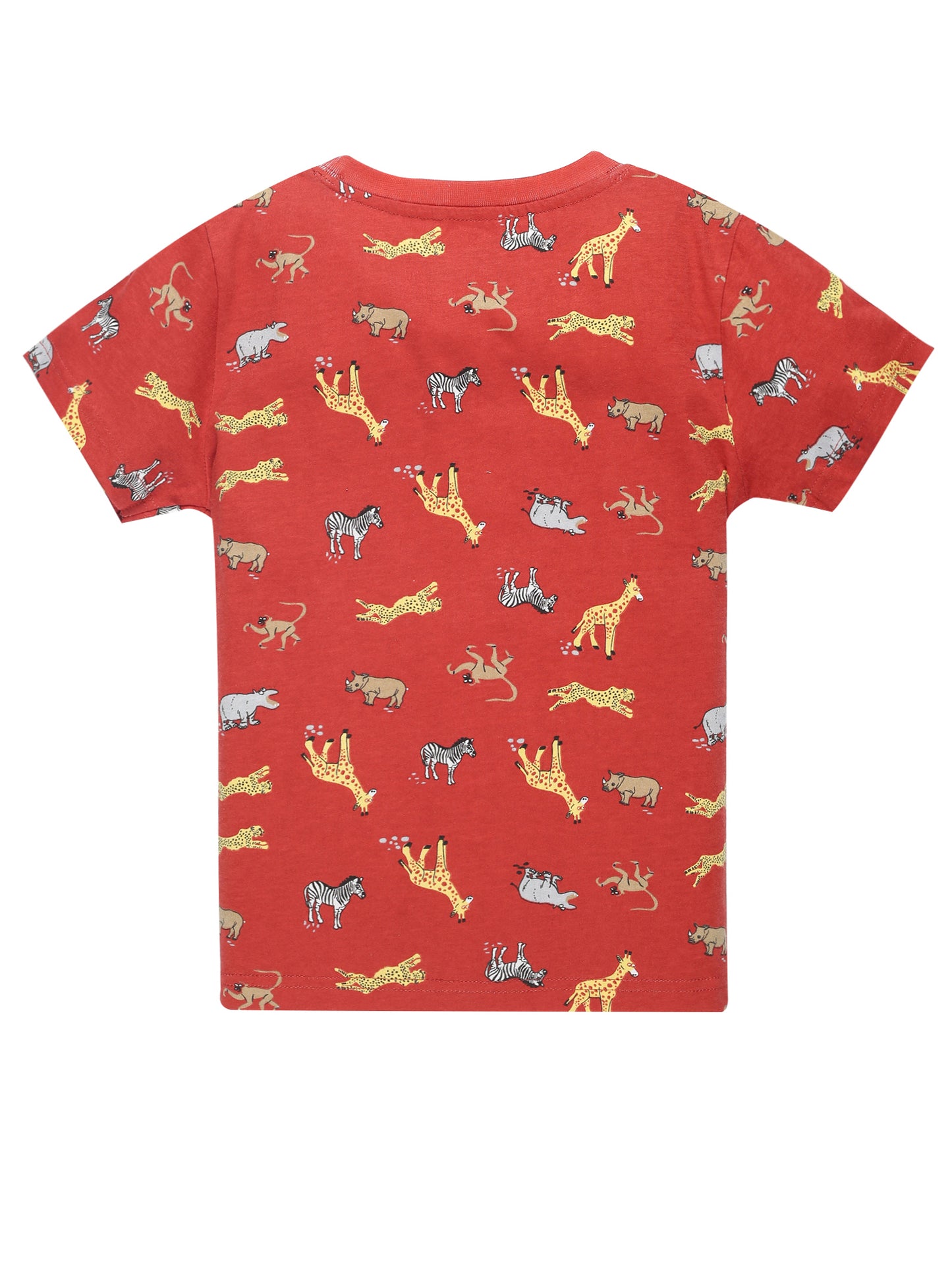 Plum Tree Boys Half Sleeve Animal Print T-shirt( Pack of 2)-ORANGE WHITE