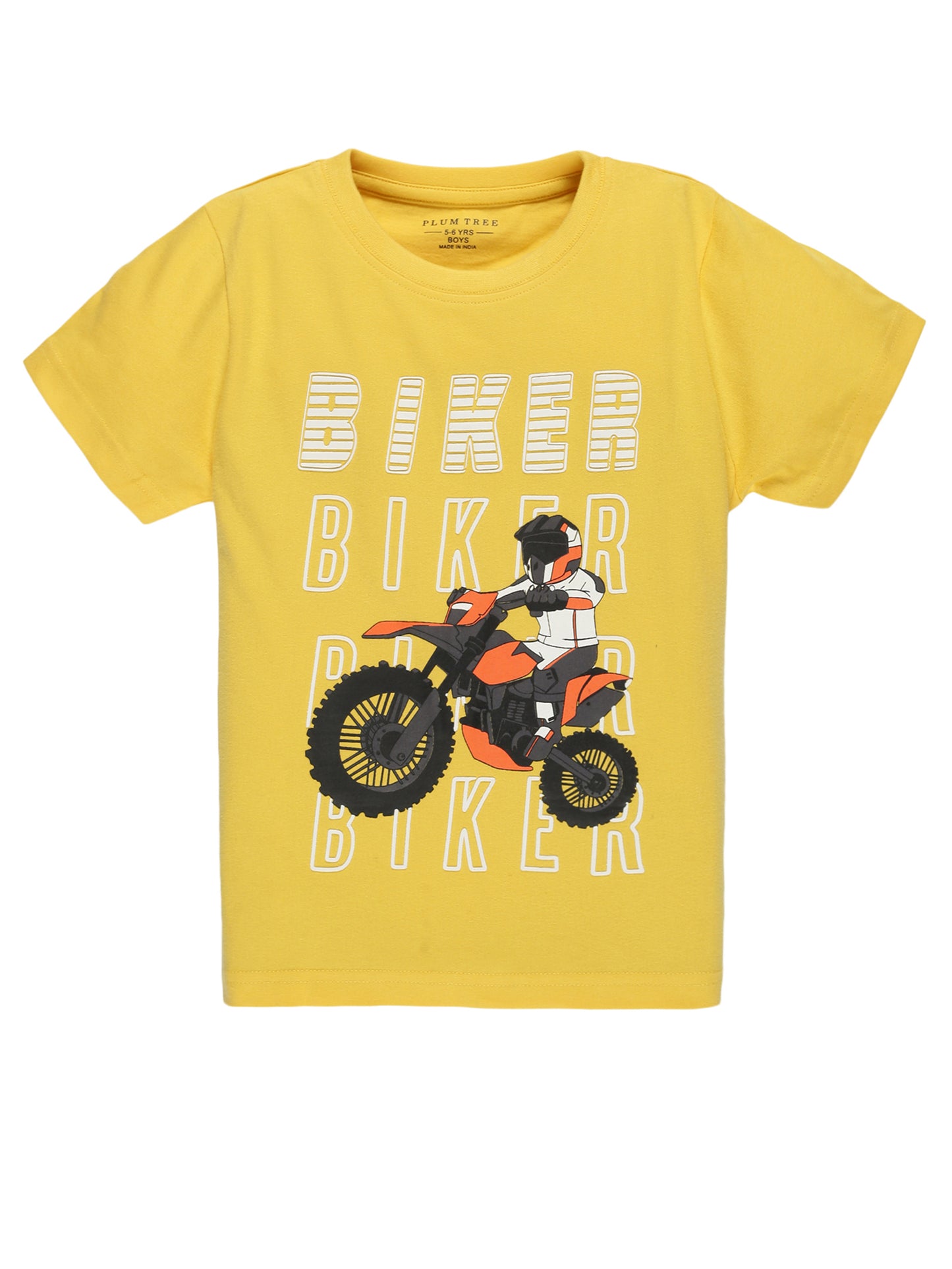 Plum Tree Boys Half Sleeve Biker Print T-shirt( Pack of 2)-YELLOW BLACK