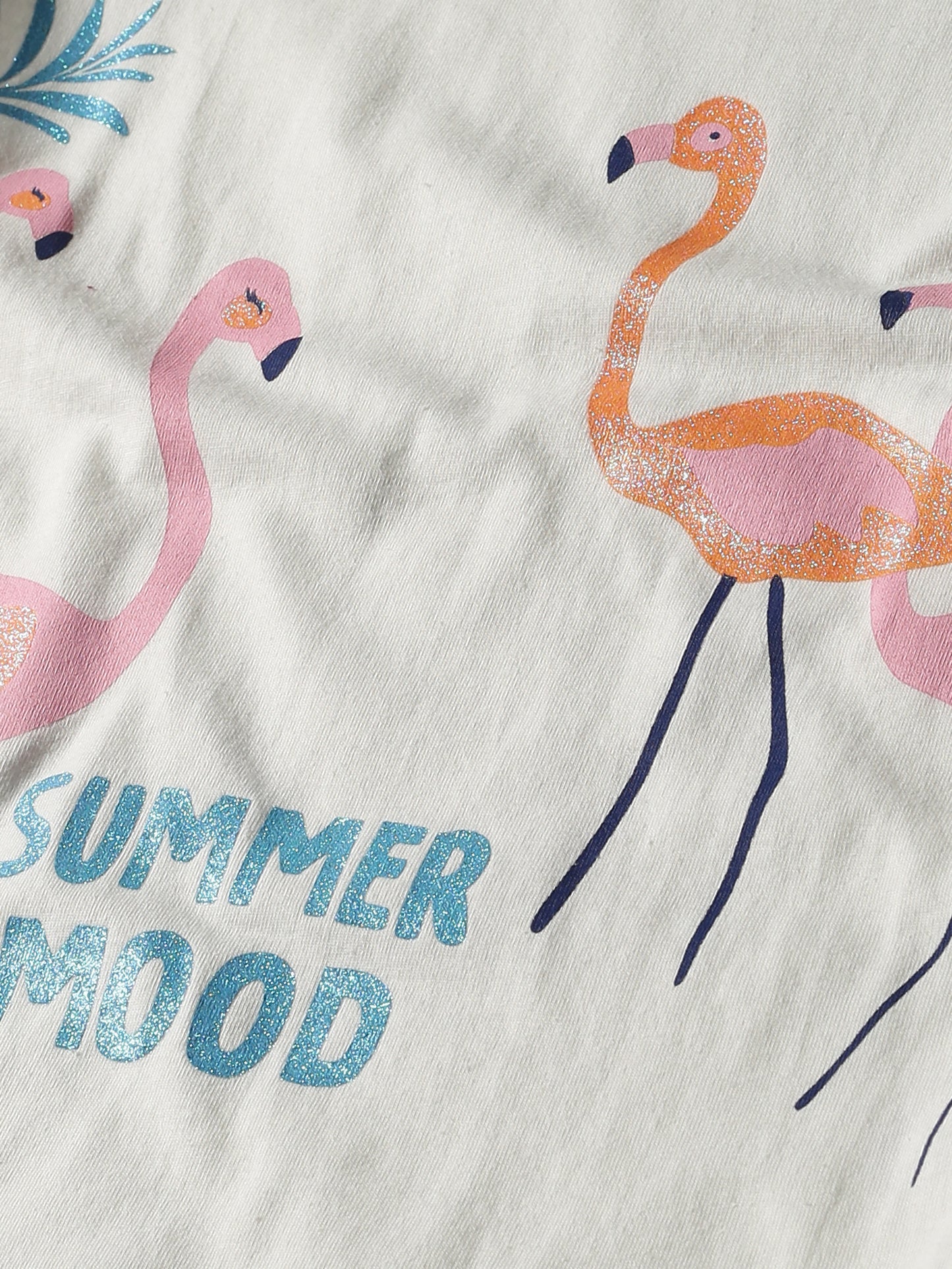 Plum Tree Girls Half Sleeve Summer Time Print T-shirt( Pack of 2)-CORAL WHITE