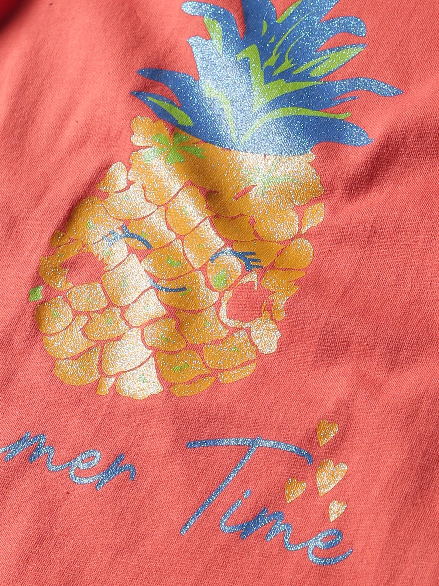 Plum Tree Girls Half Sleeve Summer Time Print T-shirt( Pack of 2)-CORAL WHITE