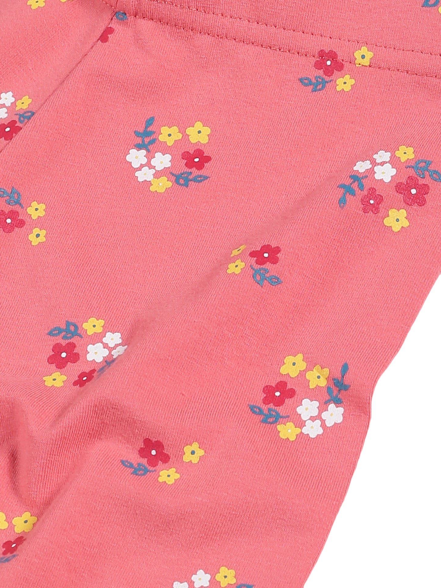 Plum Tree Girls Floral printed and solid Leggings( Pack of 2) -CORAL NAVY