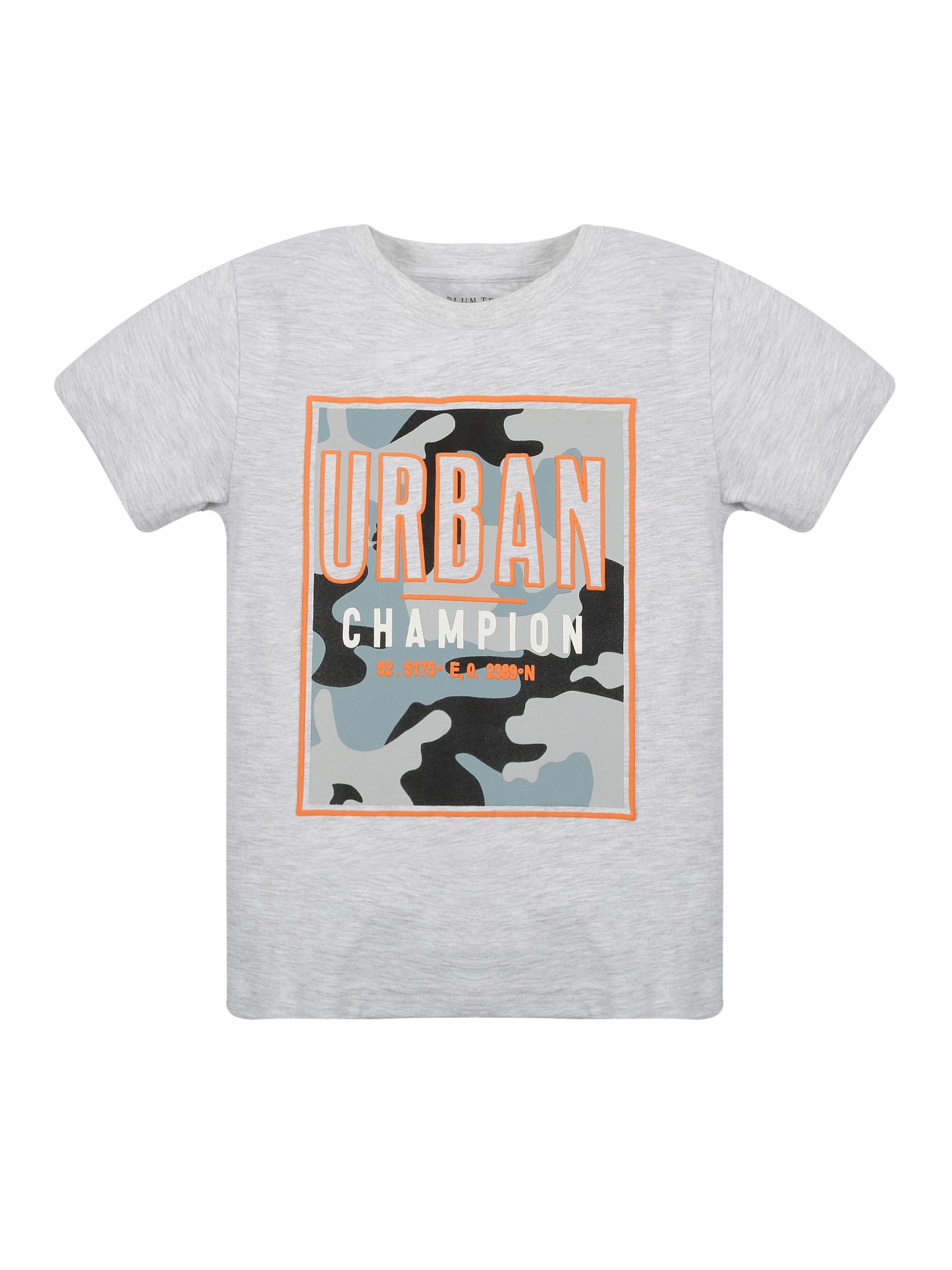 Plum Tree Boys Half Sleeve Champion Print T-shirt( Pack of 2)-GREY MELANGE NAVY