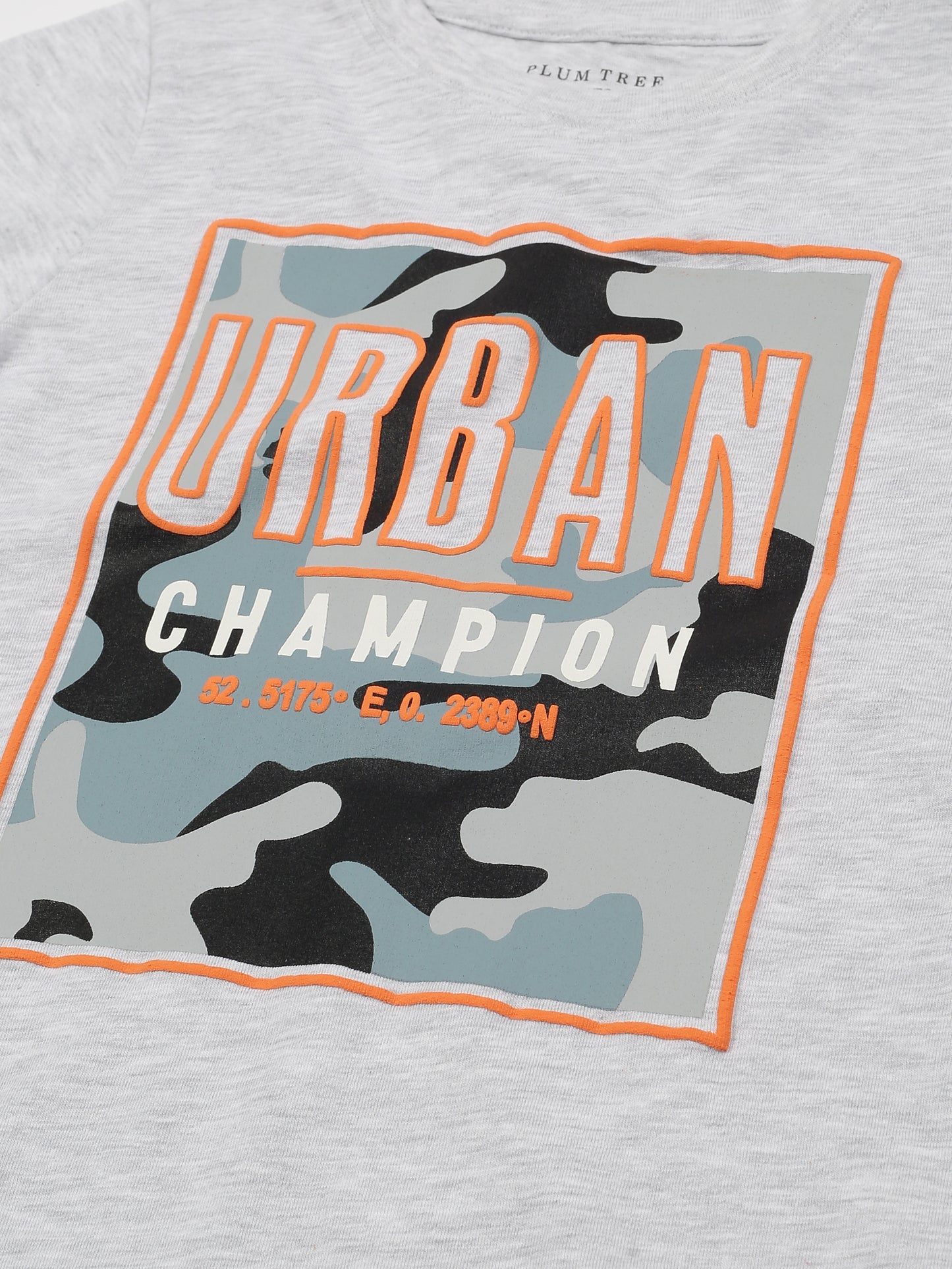 Plum Tree Boys Half Sleeve Champion Print T-shirt( Pack of 2)-GREY MELANGE NAVY