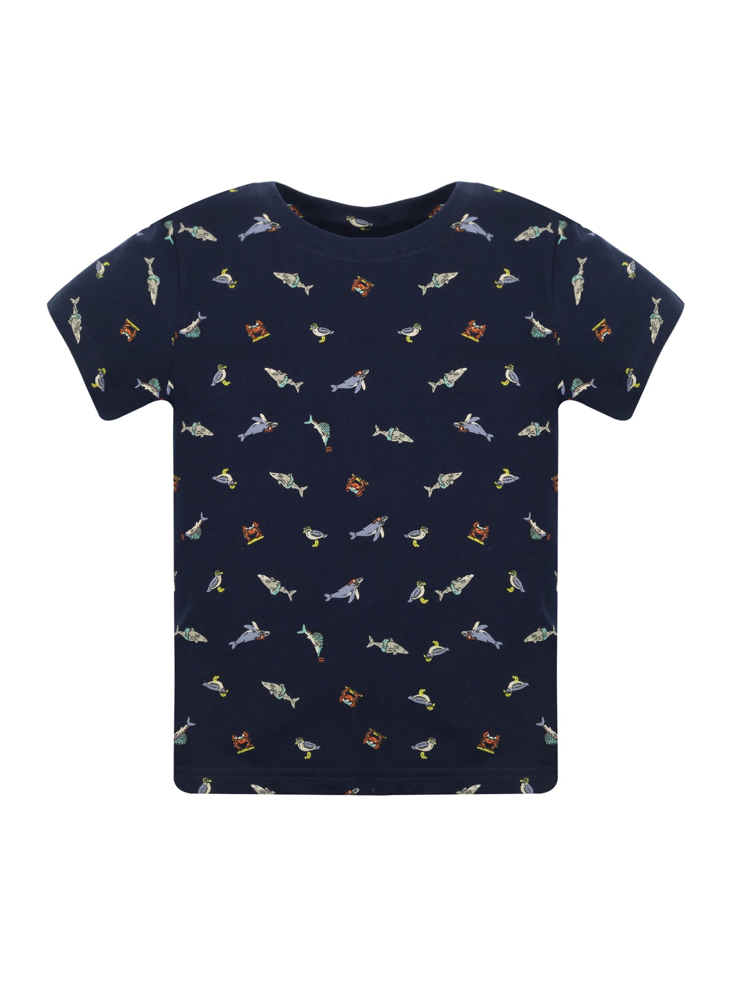 Plum Tree Boys Half Sleeve Champion Print T-shirt( Pack of 2)-GREY MELANGE NAVY