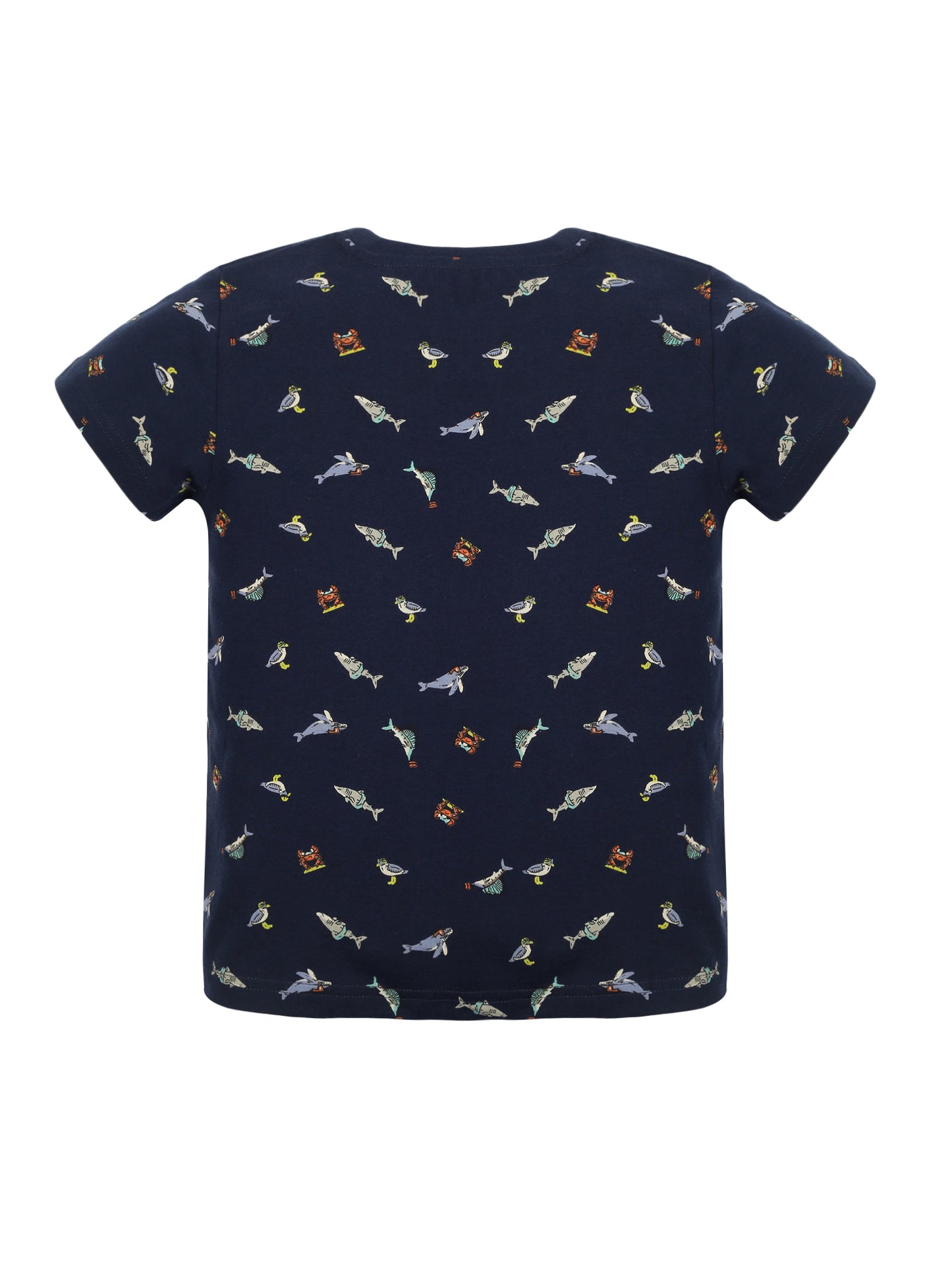 Plum Tree Boys Half Sleeve Champion Print T-shirt( Pack of 2)-GREY MELANGE NAVY