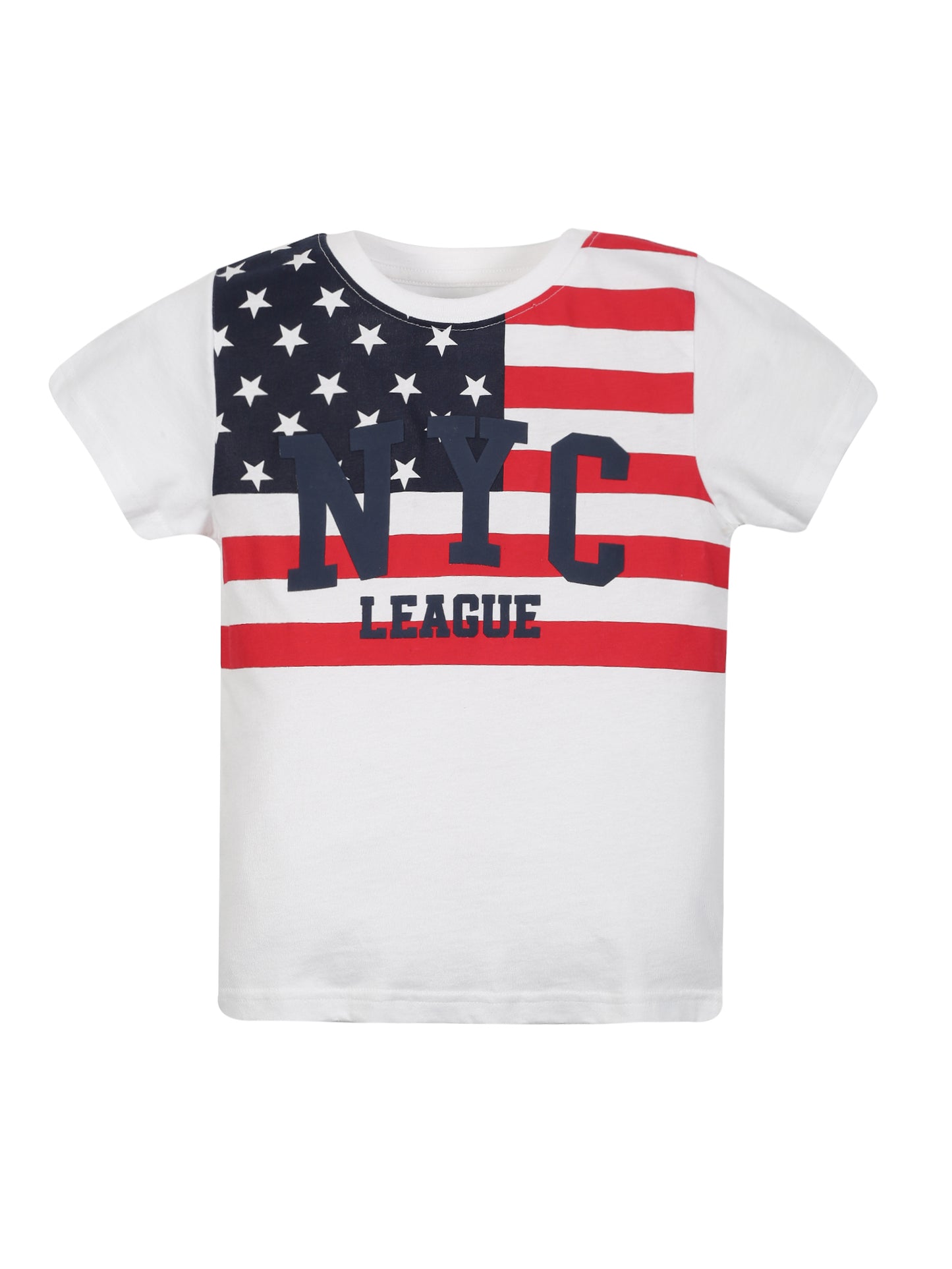 Plum Tree Boys Half Sleeve NYC Print T-shirt( Pack of 2)-GREEN WHITE