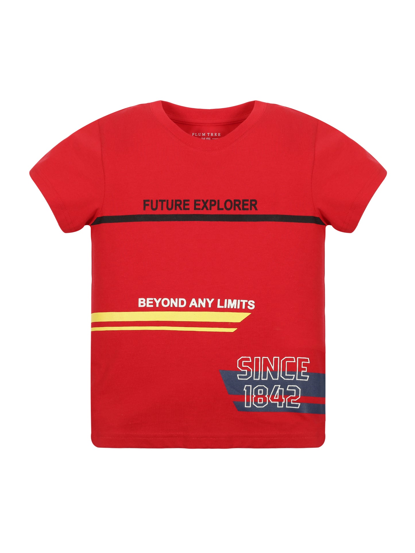 Plum Tree Boys Half Sleeve Explorer Print T-shirt( Pack of 2)-RED WHITE