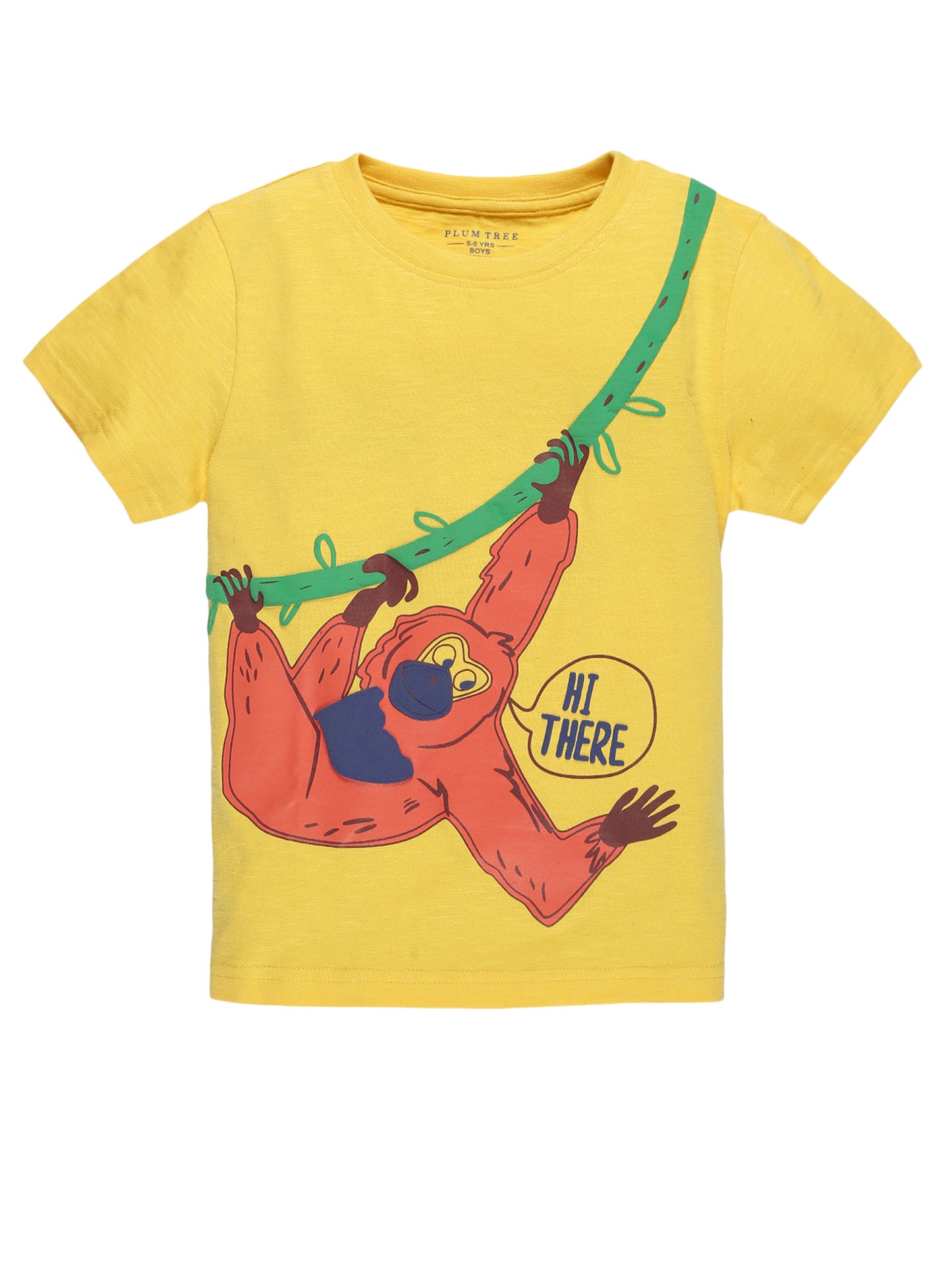 Plum Tree Boys Half Sleeve Monkey Print T-shirt & Shorts ( Sets)-YELLOW ORANGE