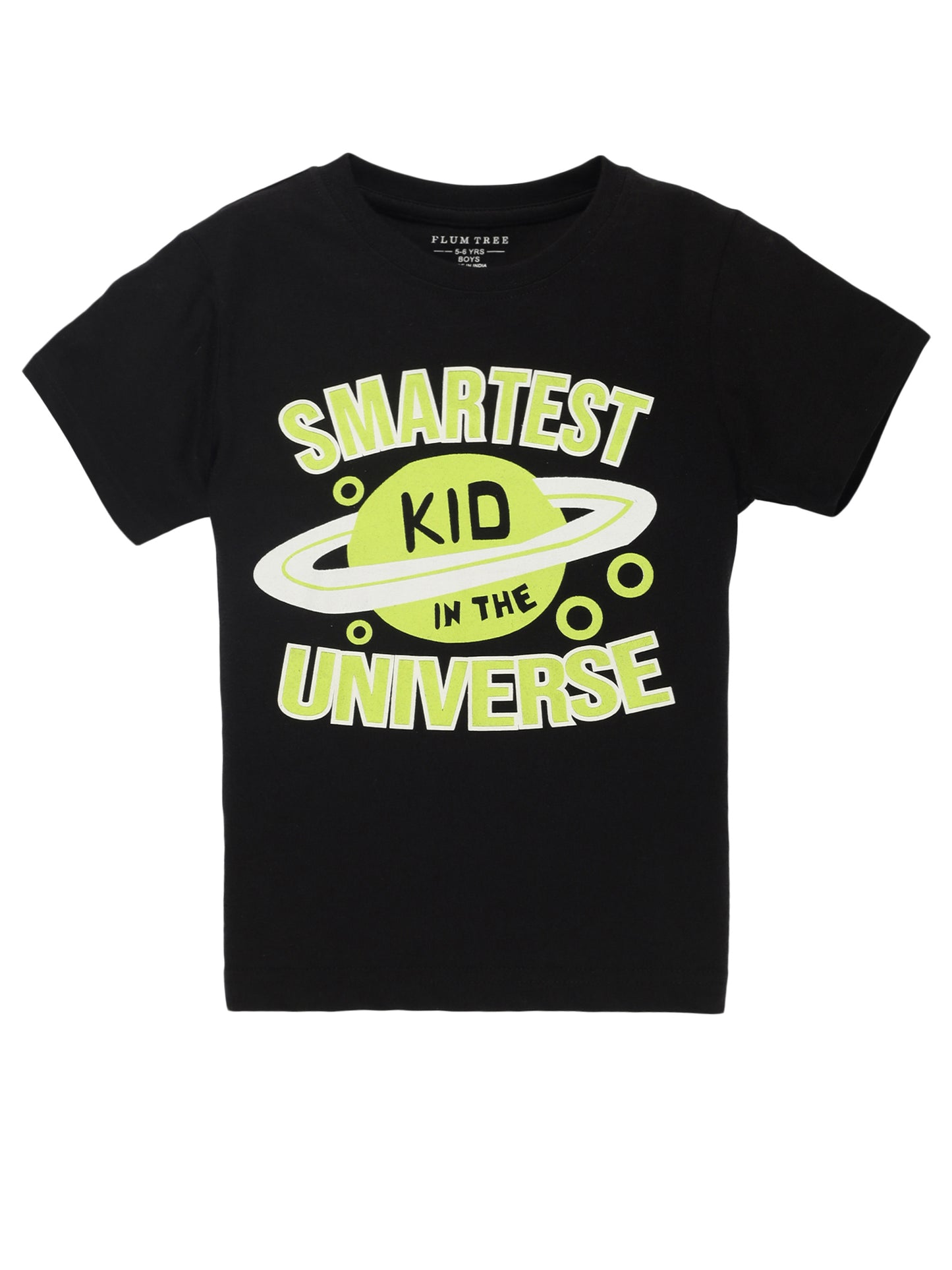 Plum Tree Boys Half Sleeve Universe Print T-shirt & Shorts ( Sets)-BLACK BLACK