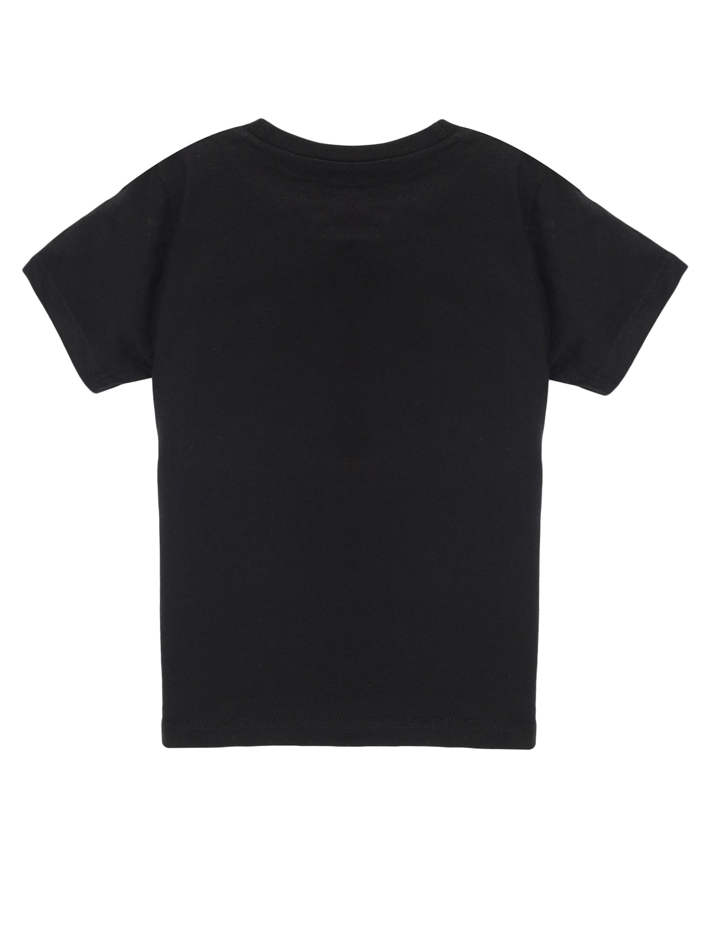 Plum Tree Boys Half Sleeve Universe Print T-shirt & Shorts ( Sets)-BLACK BLACK